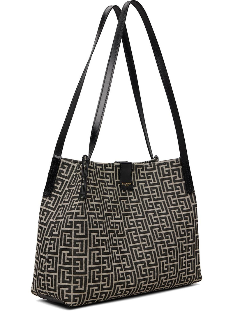 Balmain Black & Off-White Release Small Shopper Bag outlook