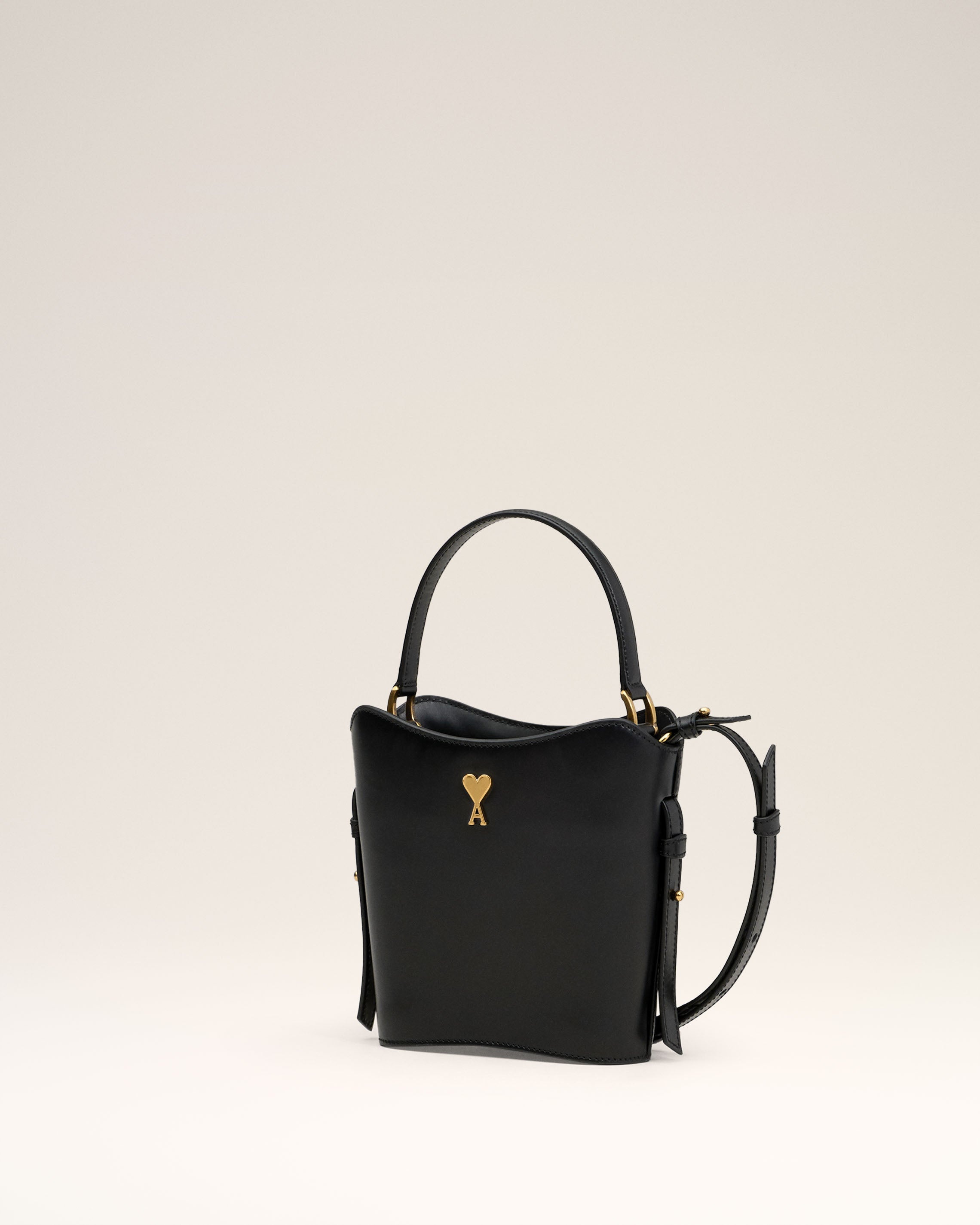 BLACK LEATHER MINI PARIS PARIS BUCKET BAG - 2