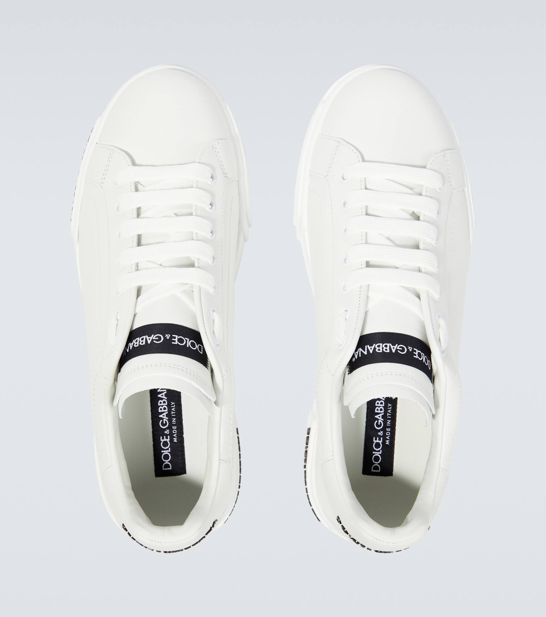 Logo leather sneakers - 4