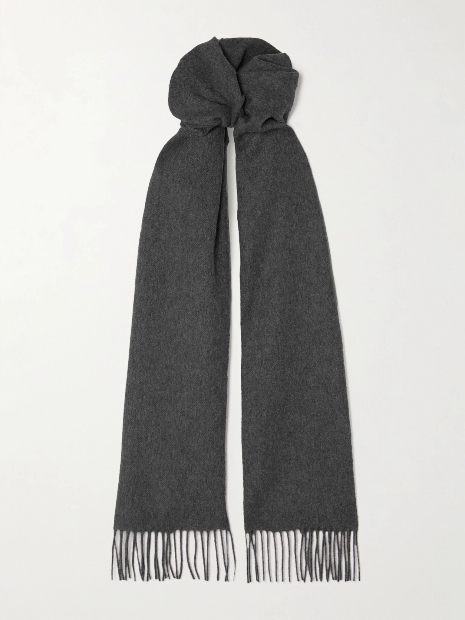 Fringed cashmere scarf Gray - 1