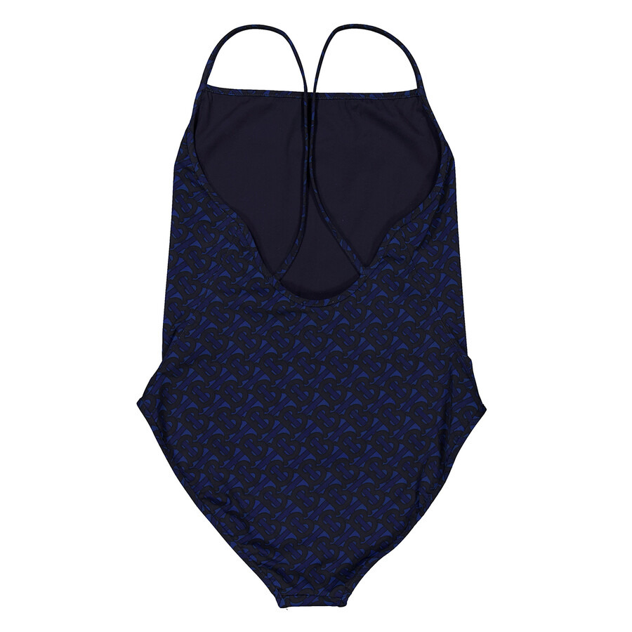 Burberry Deep Royal Blue TB Monogram Print One-Piece Swimsuit - 6