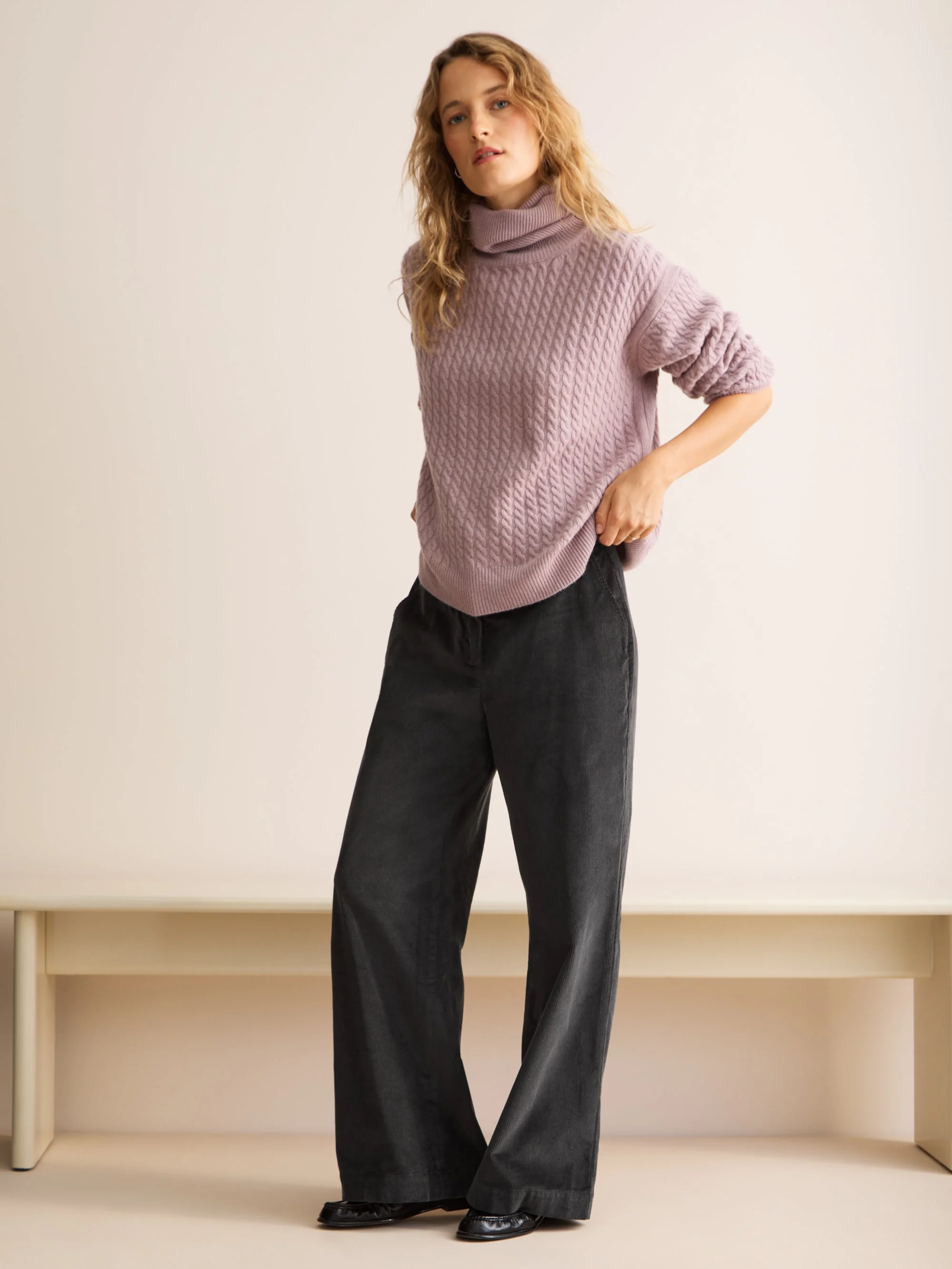 Chloe Organic Cotton Corduroy Pants Anthracite Gray - 1