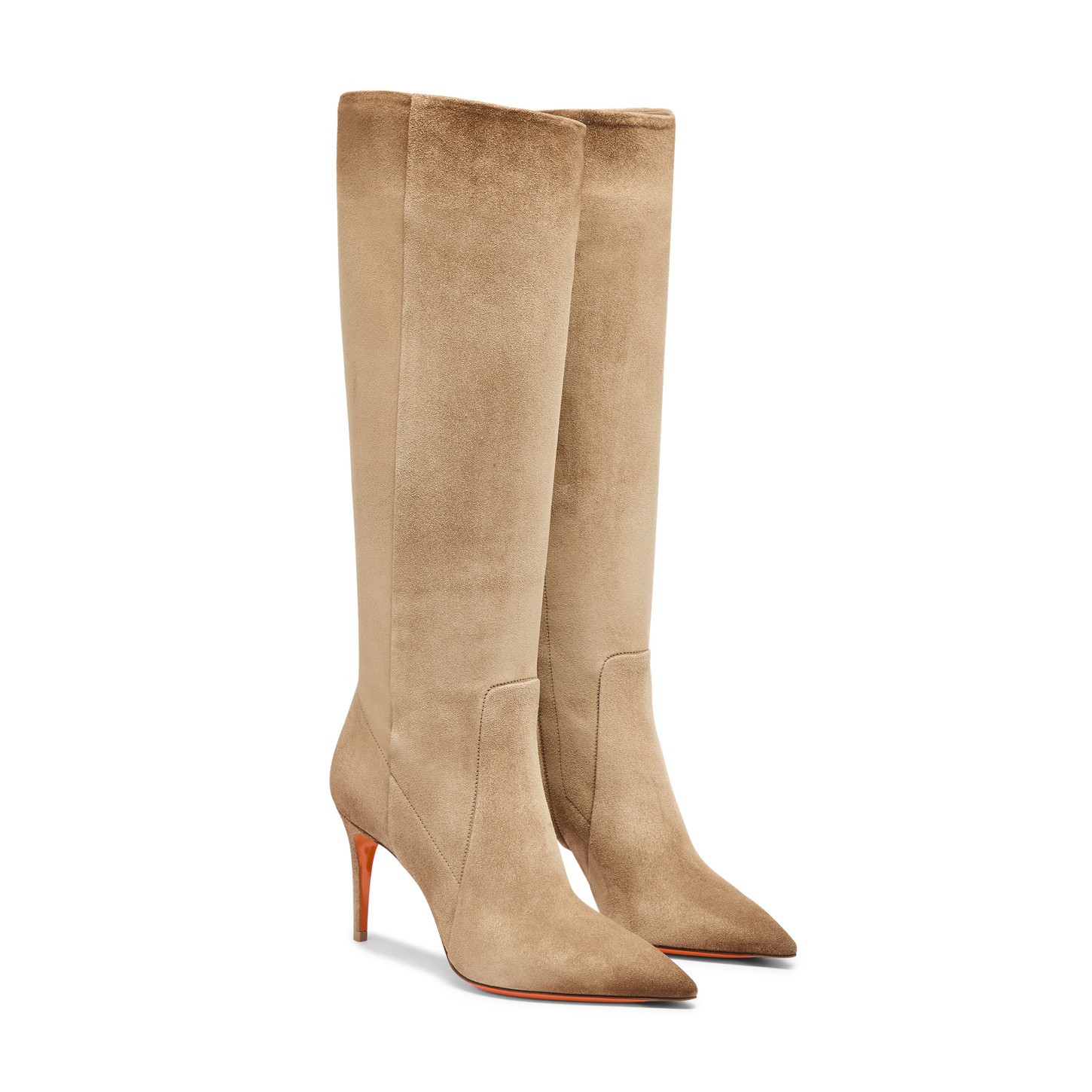 Women's beige suede high-heel boot - 2