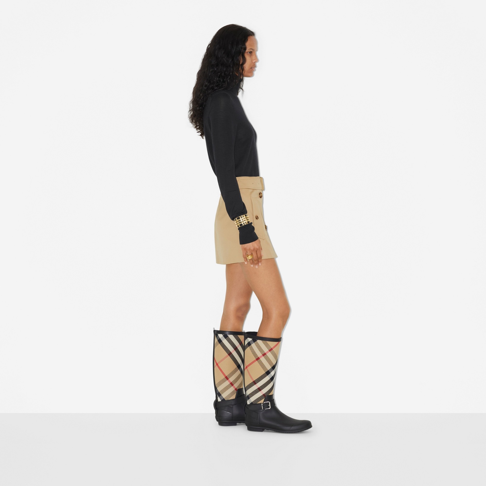 Cotton Gabardine Mini Trench Skirt - 3