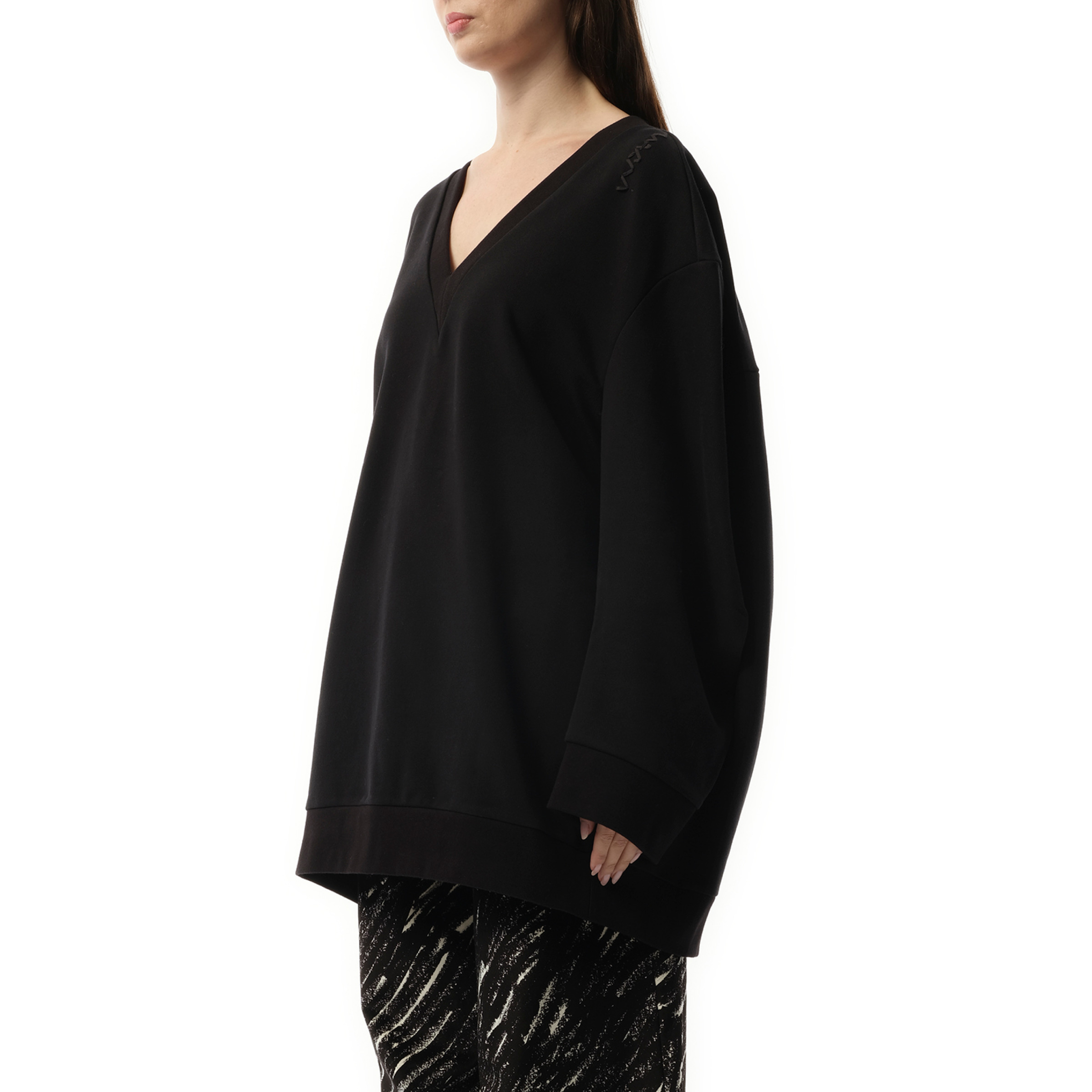 Oversized Sweatshirt Dress in Black - 5
