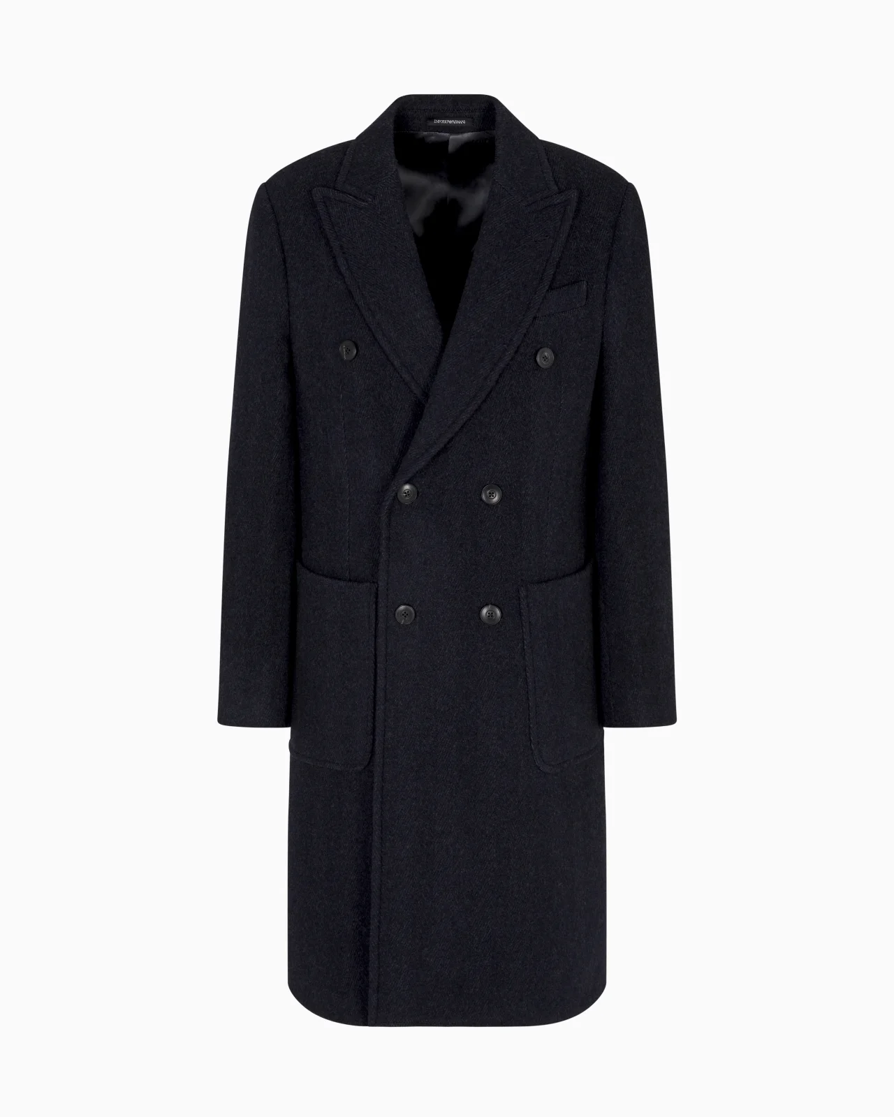 DOUBLE-BREASTED CHEVRON MÉLANGE WOOL COAT - 1