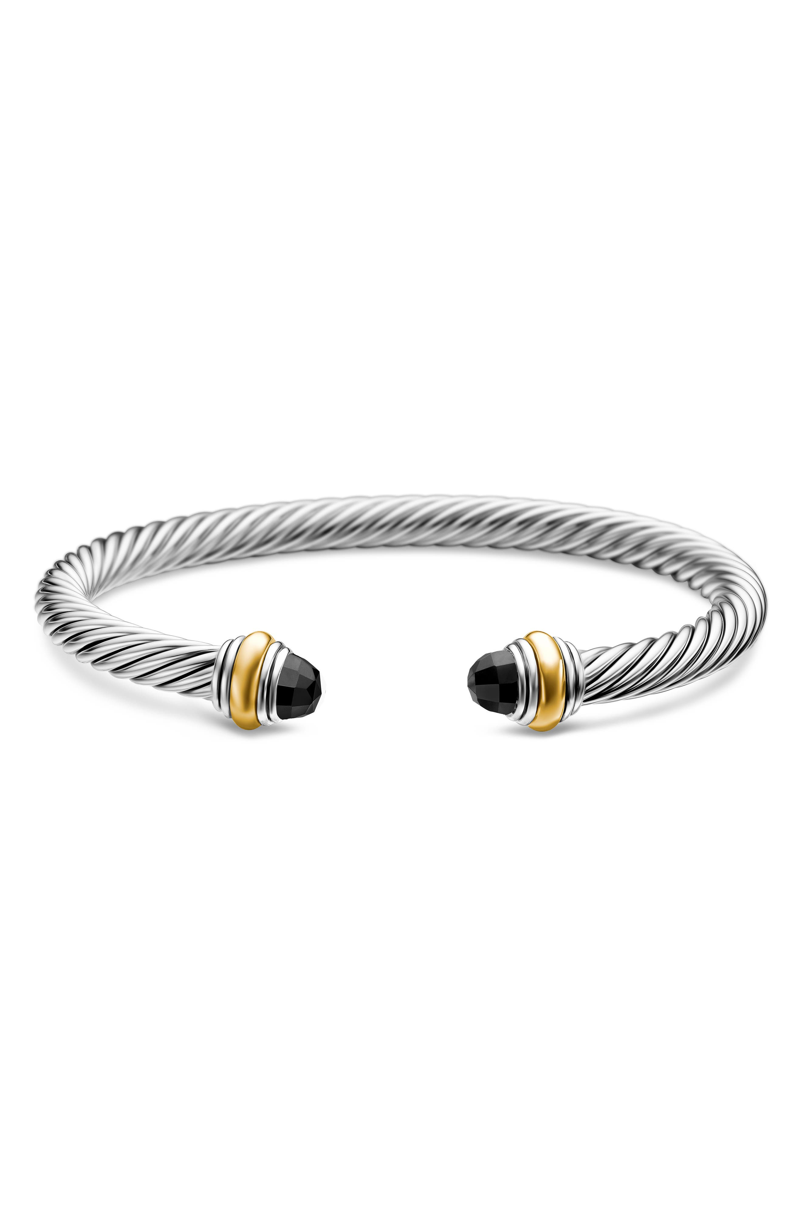 David Yurman Classic Cable Bracelet in Sterling Silver with 14K Yellow Gold, 5mm in Black Onyx at No - 4