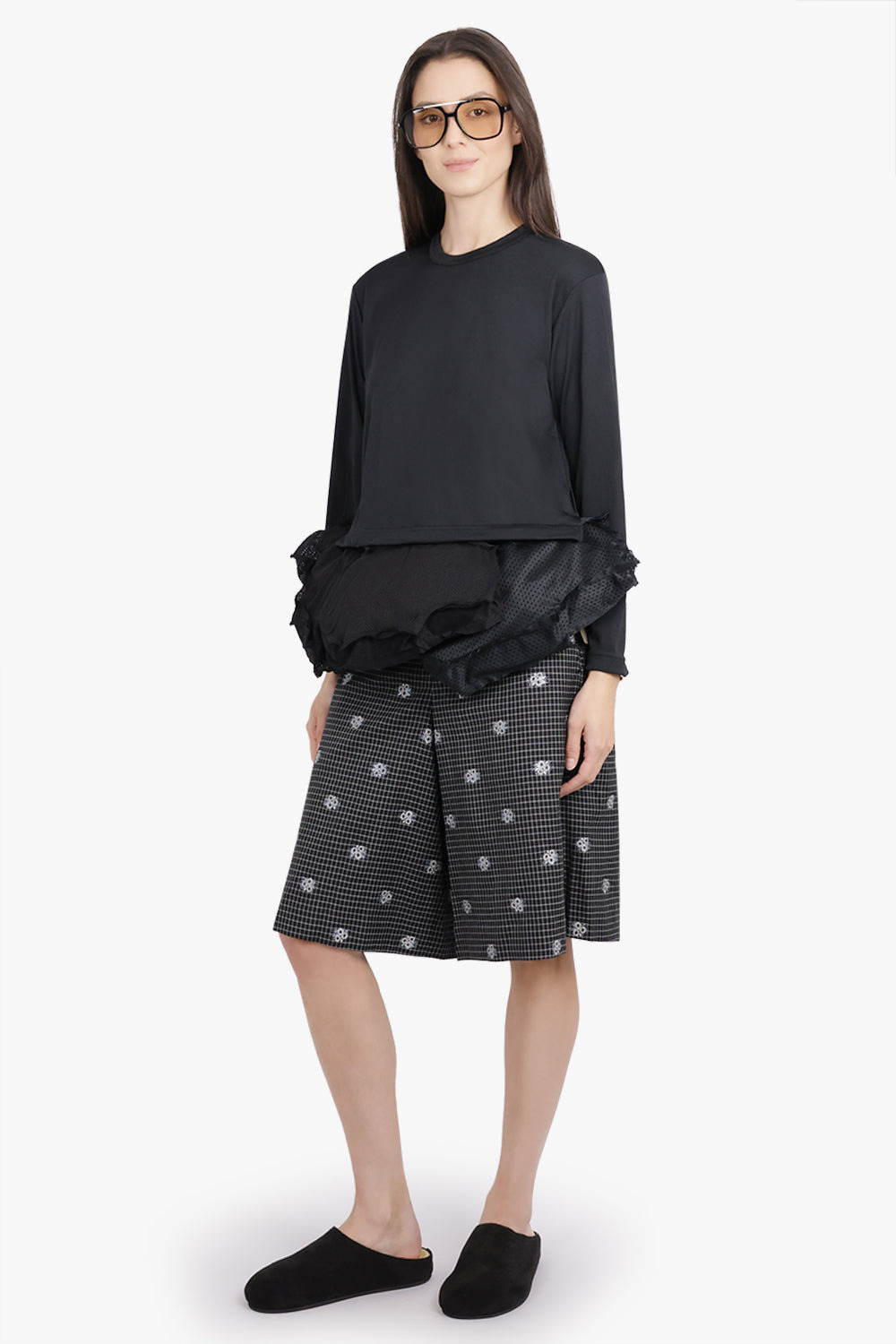 L/S TOP WITH ASYMMETRIC HEM PANELS | BLACK - 2