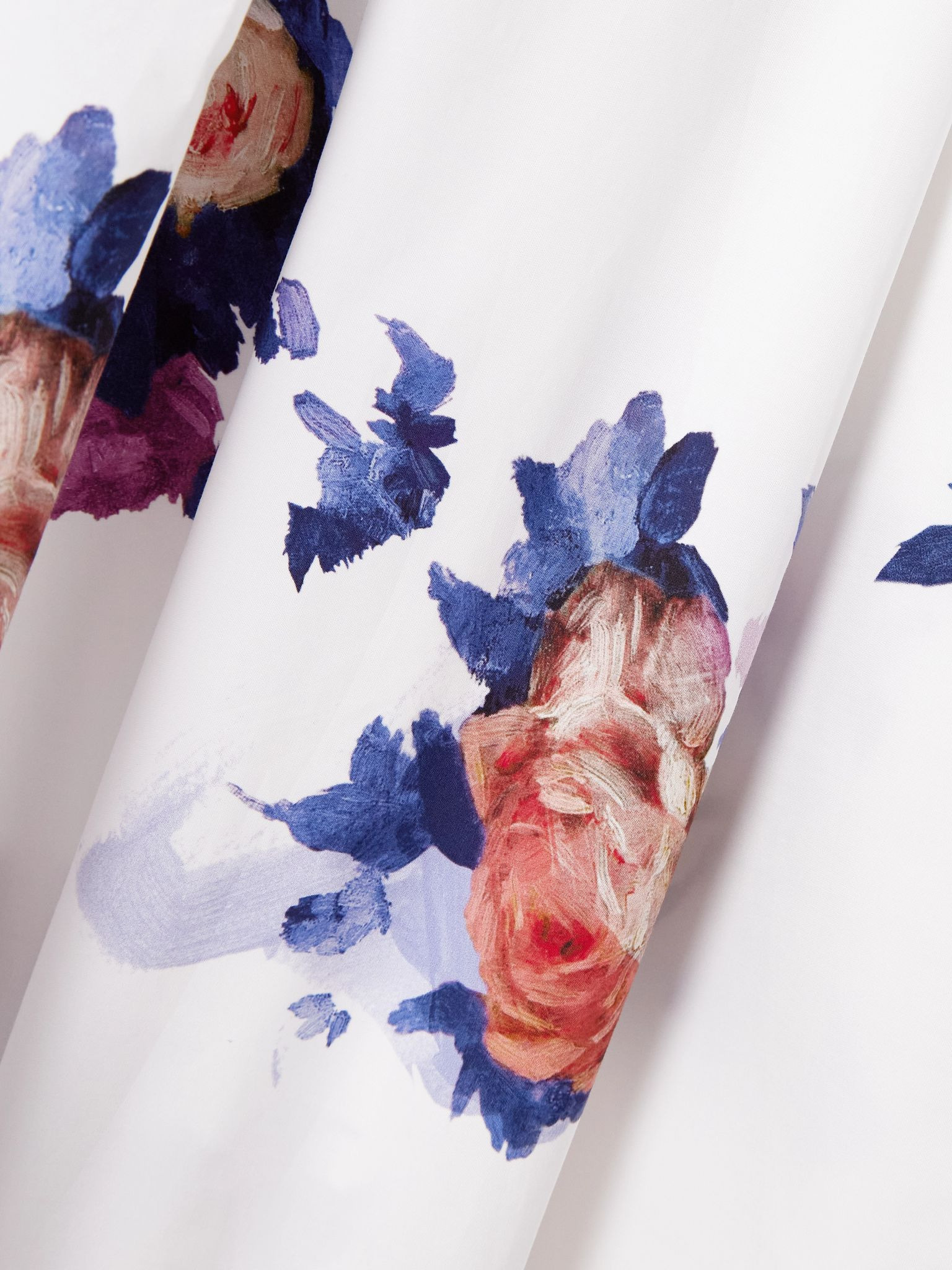 Pleated floral-print cotton-poplin midi skirt White - 5