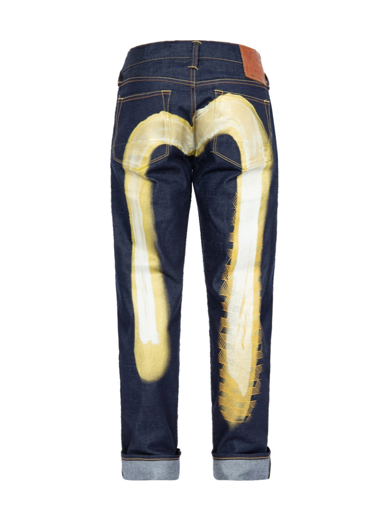 2-Layer Hand-brushed Daicock Foil Print Slim-Fit Jeans #2010 12