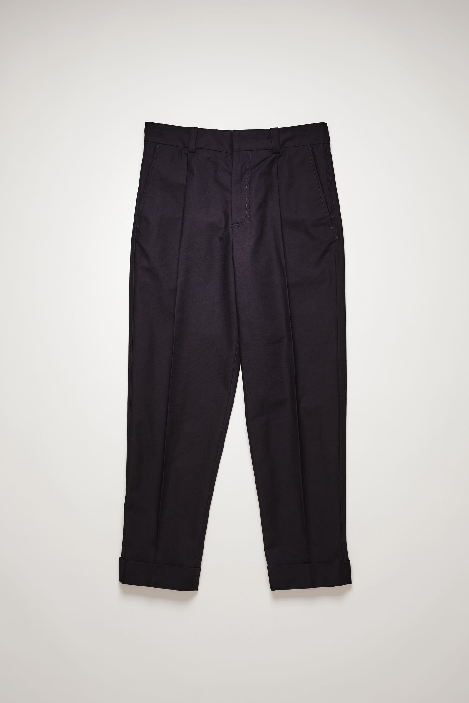 Pleated twill chinos navy - 5