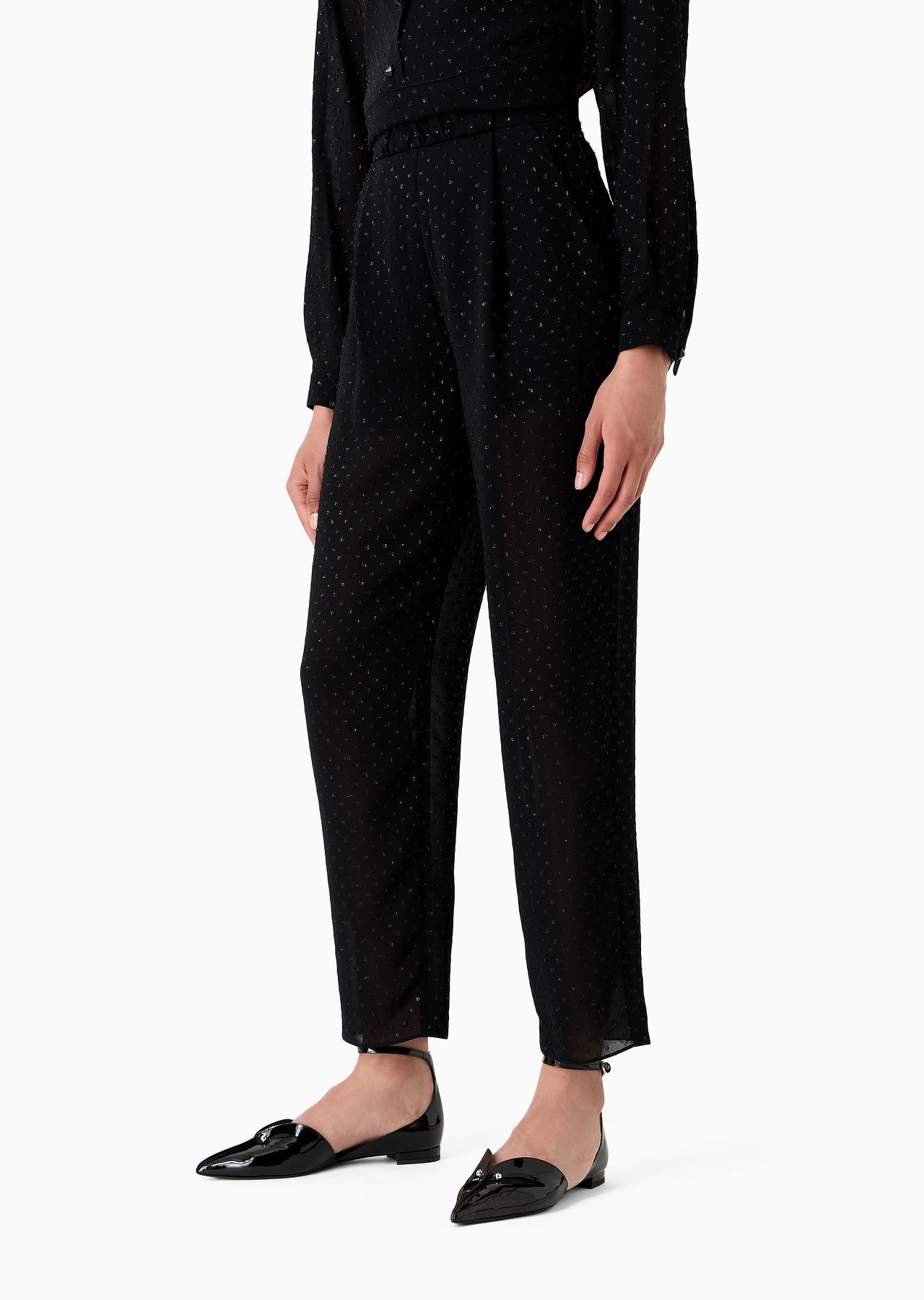 ASV trousers with pleats in viscose fil coupé with all-over lurex polka dots - 2