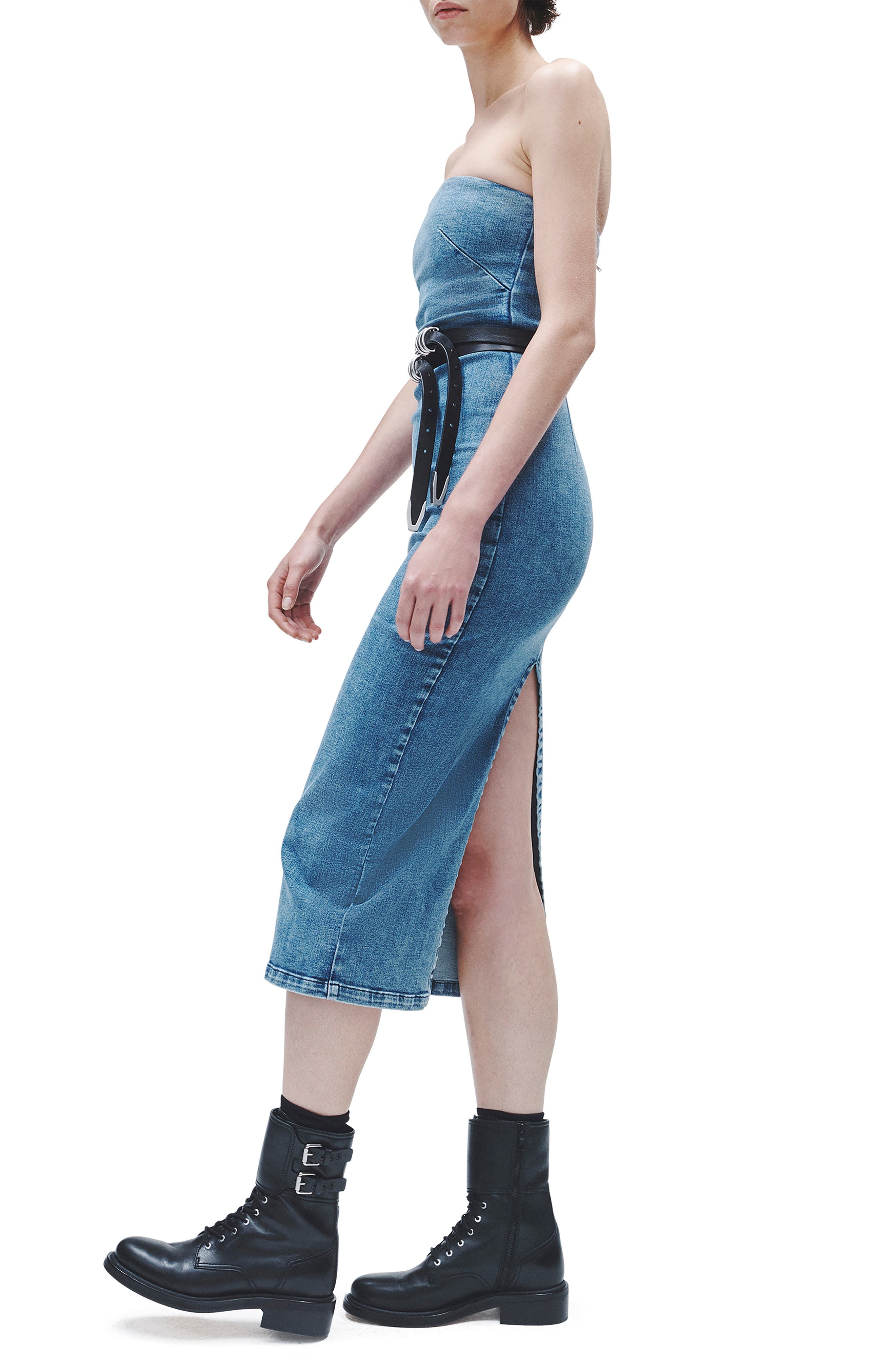 Jasmine Strapless Denim Midi Dress - 3