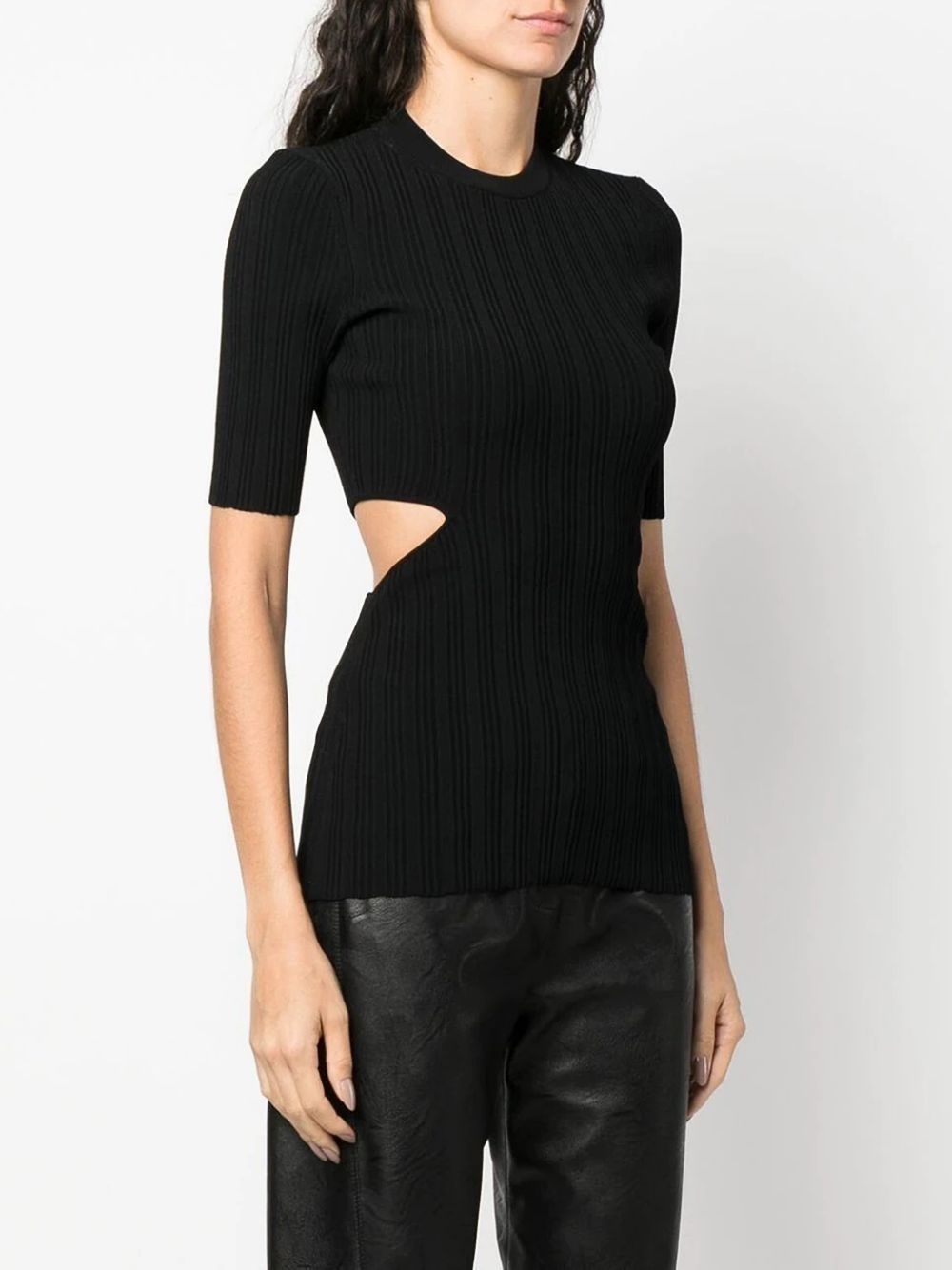 cutout-detail ribbed knit top - 3