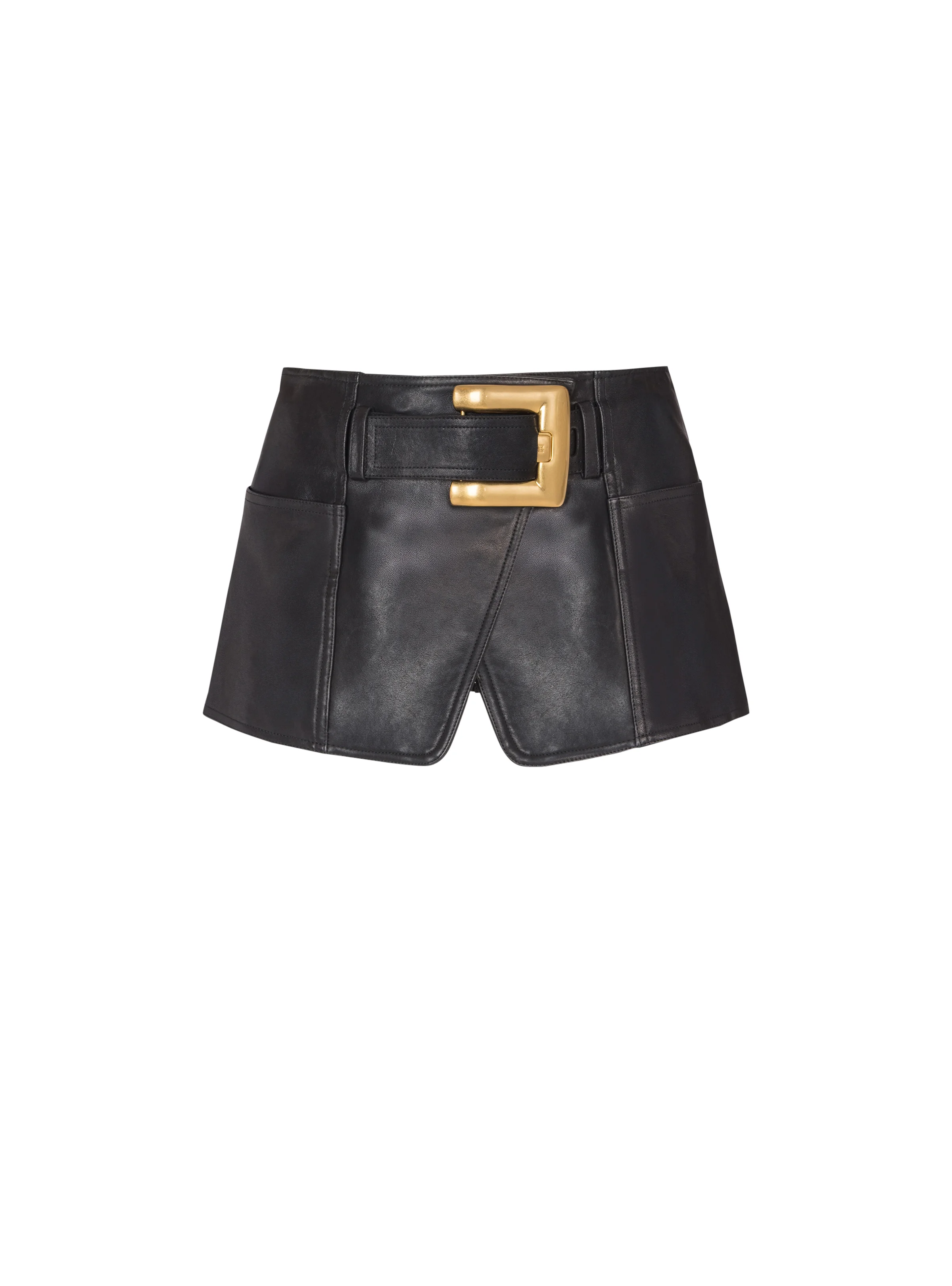 Belted Leather Mini Skirt - 1