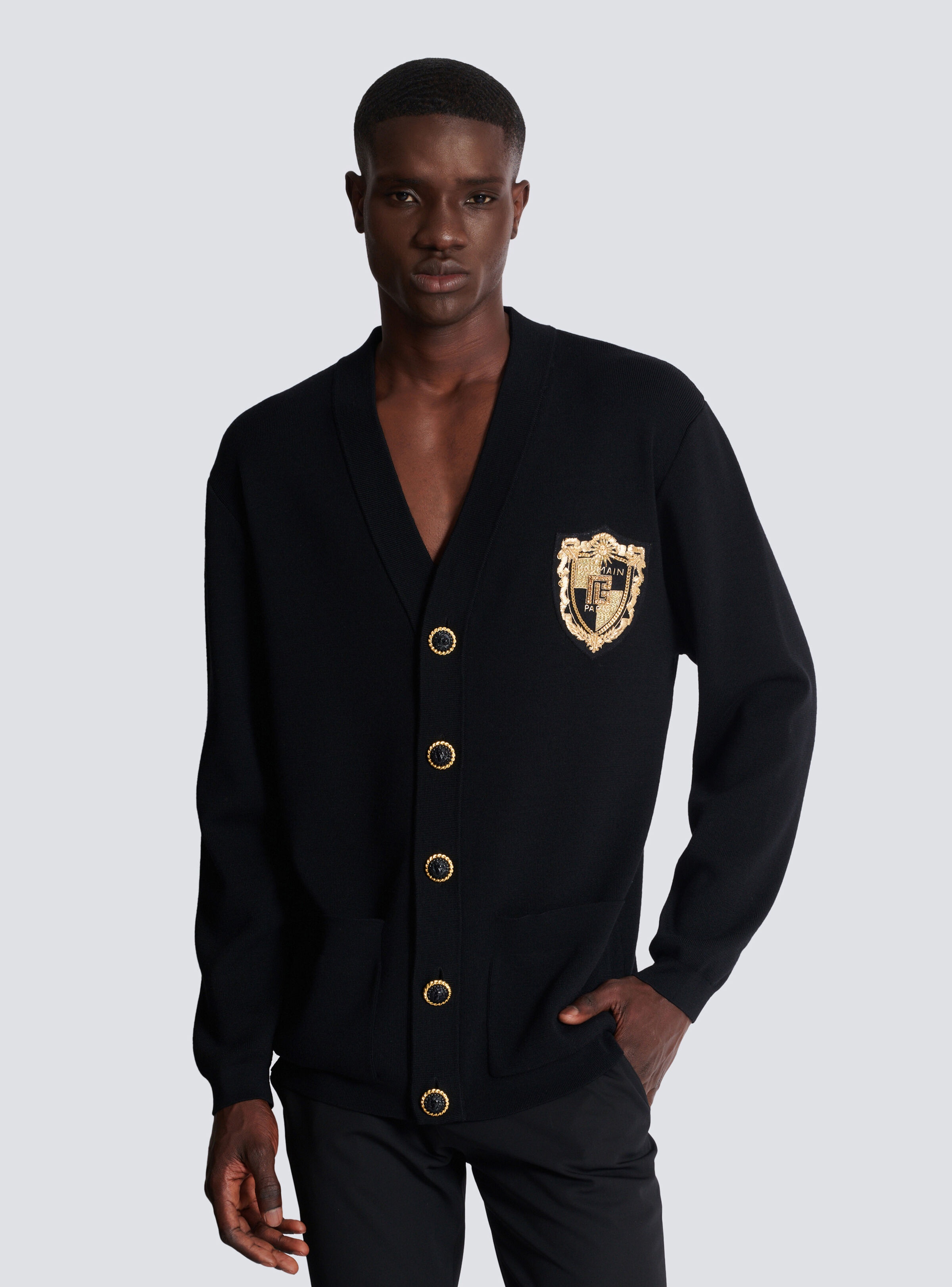 Knit cardigan with embroidered patch - 6