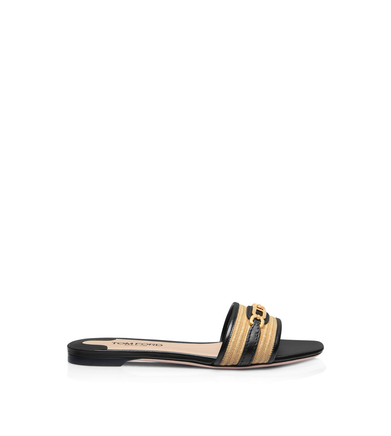 RAFFIA AND LEATHER WHITNEY SLIDE 1