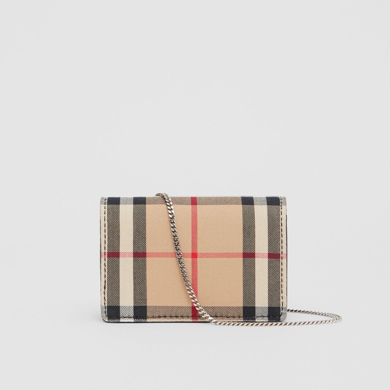 Vintage Check Card Case with Detachable Strap - 8