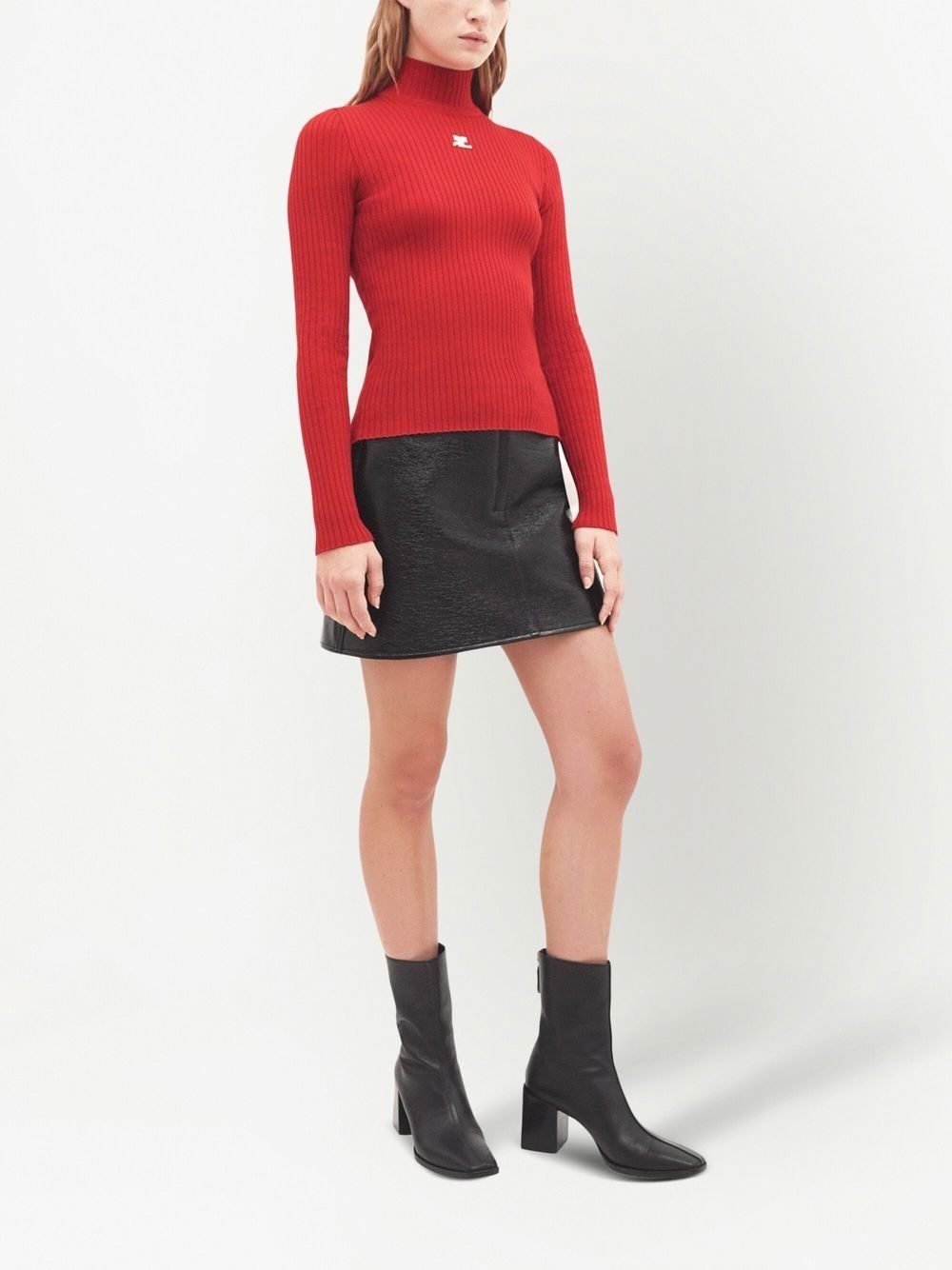logo-embroidered ribbed sweater - 3