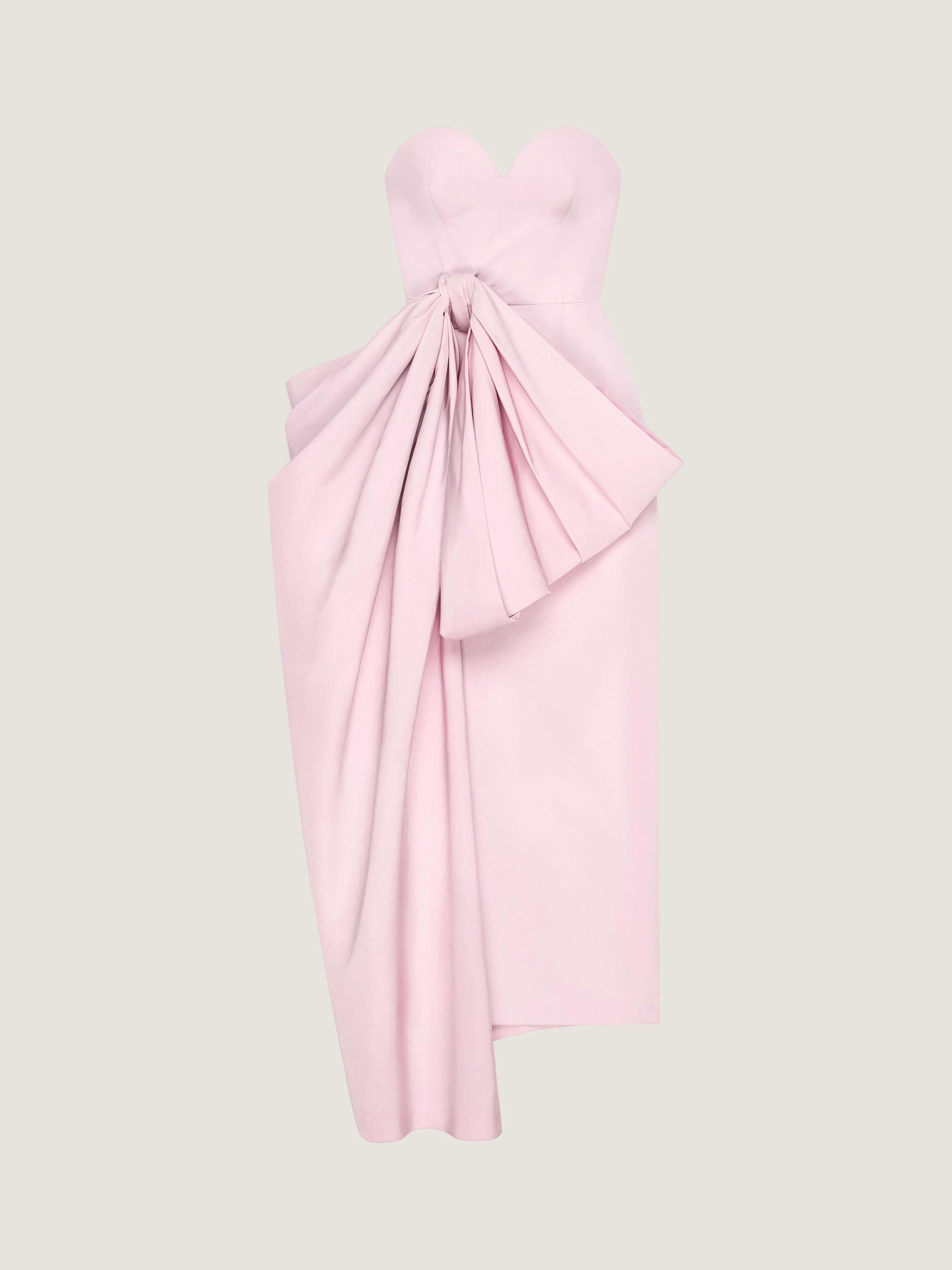 EVENING BUSTIER DRESS IN POLYFAILLE WITH BOW DETAIL - 1