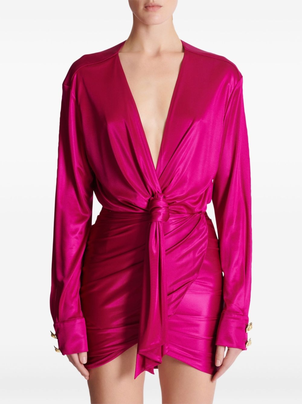 draped jersey dress - 3
