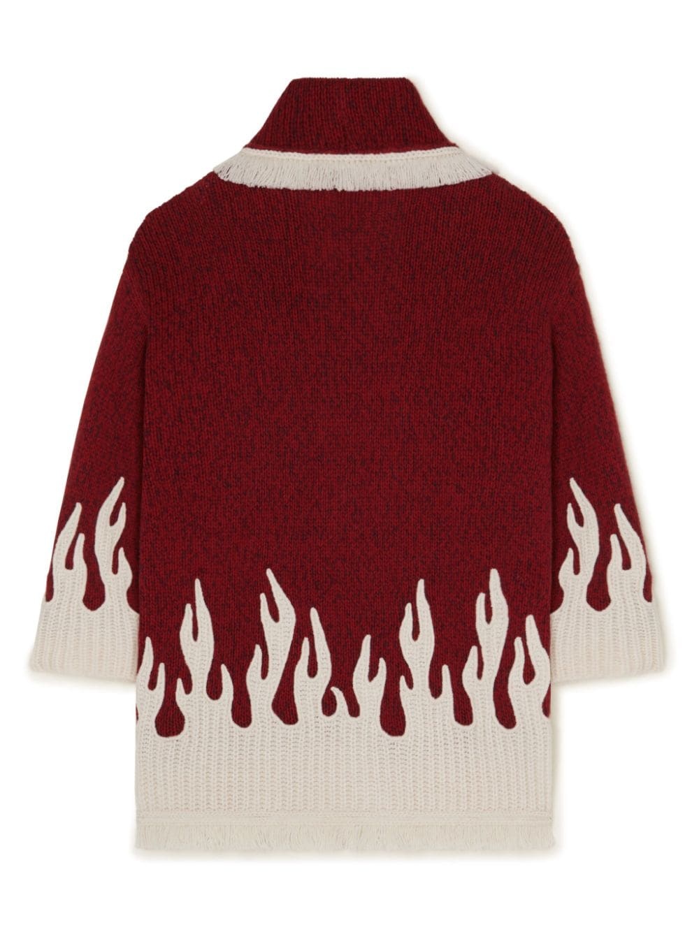 flame-motif wool-blend cardigan - 6