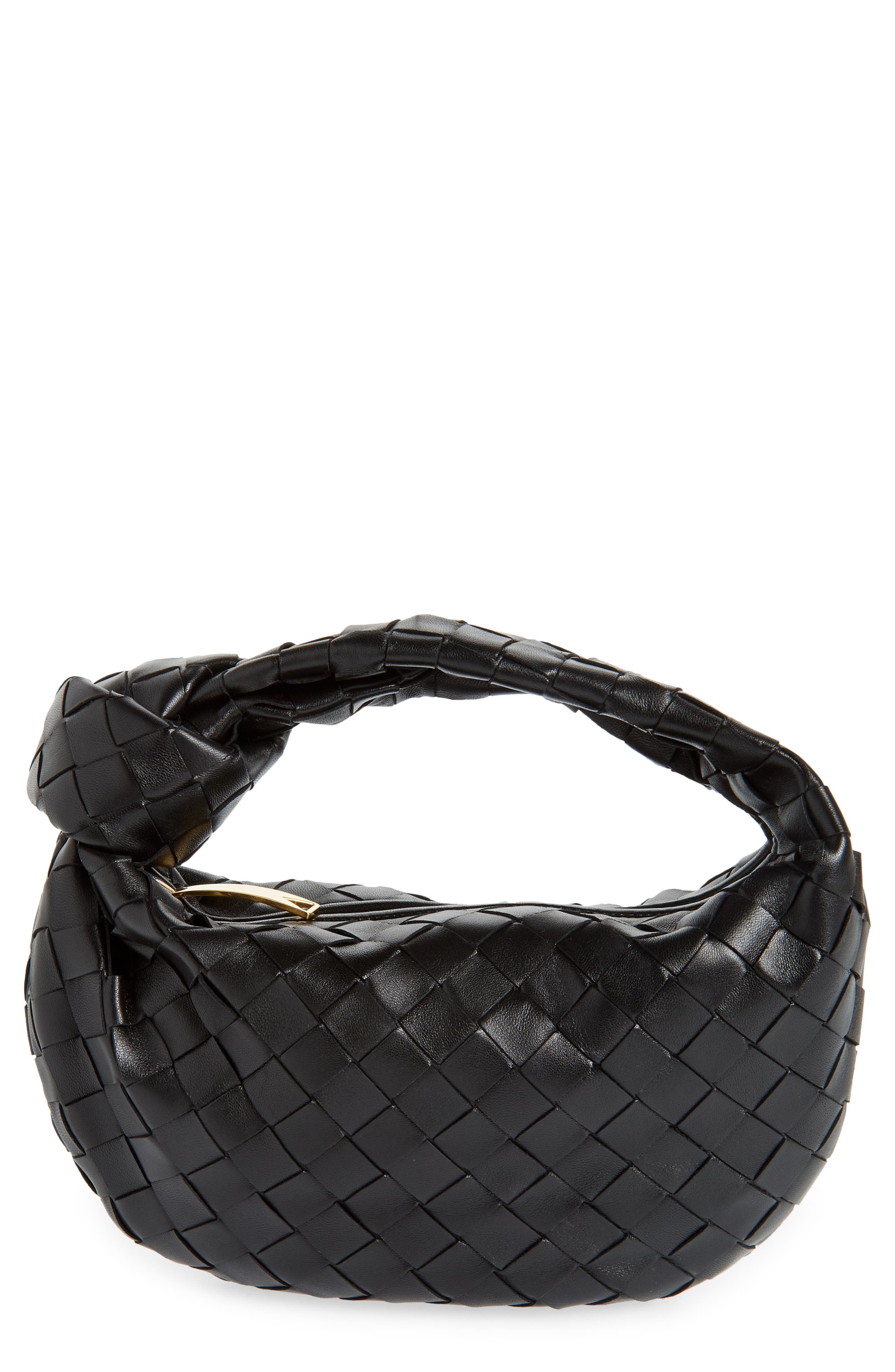Bottega Veneta Mini Jodie Leather Hobo in Black/Gold at Nordstrom - 1