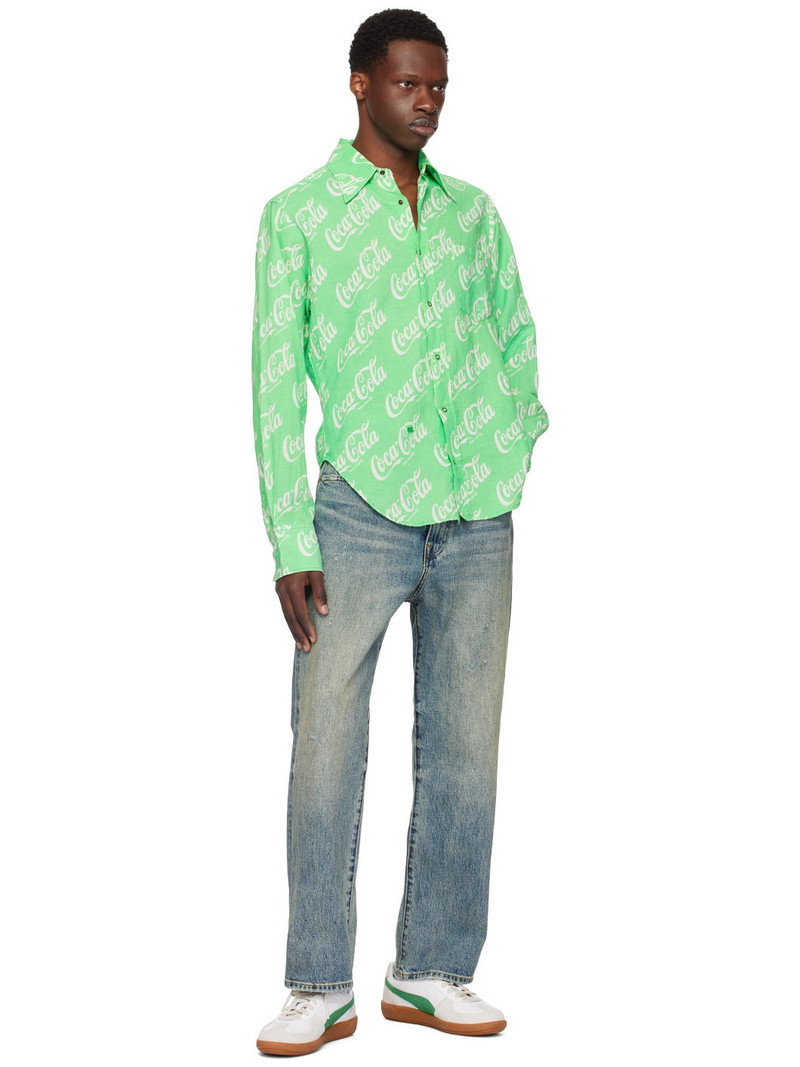 PUMA Off-White & Green Palermo Leather Sneakers outlook