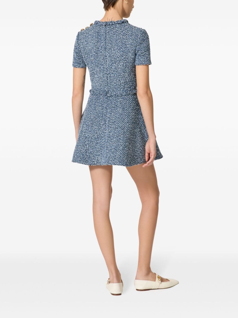 short-sleeve tweed minidress - 4