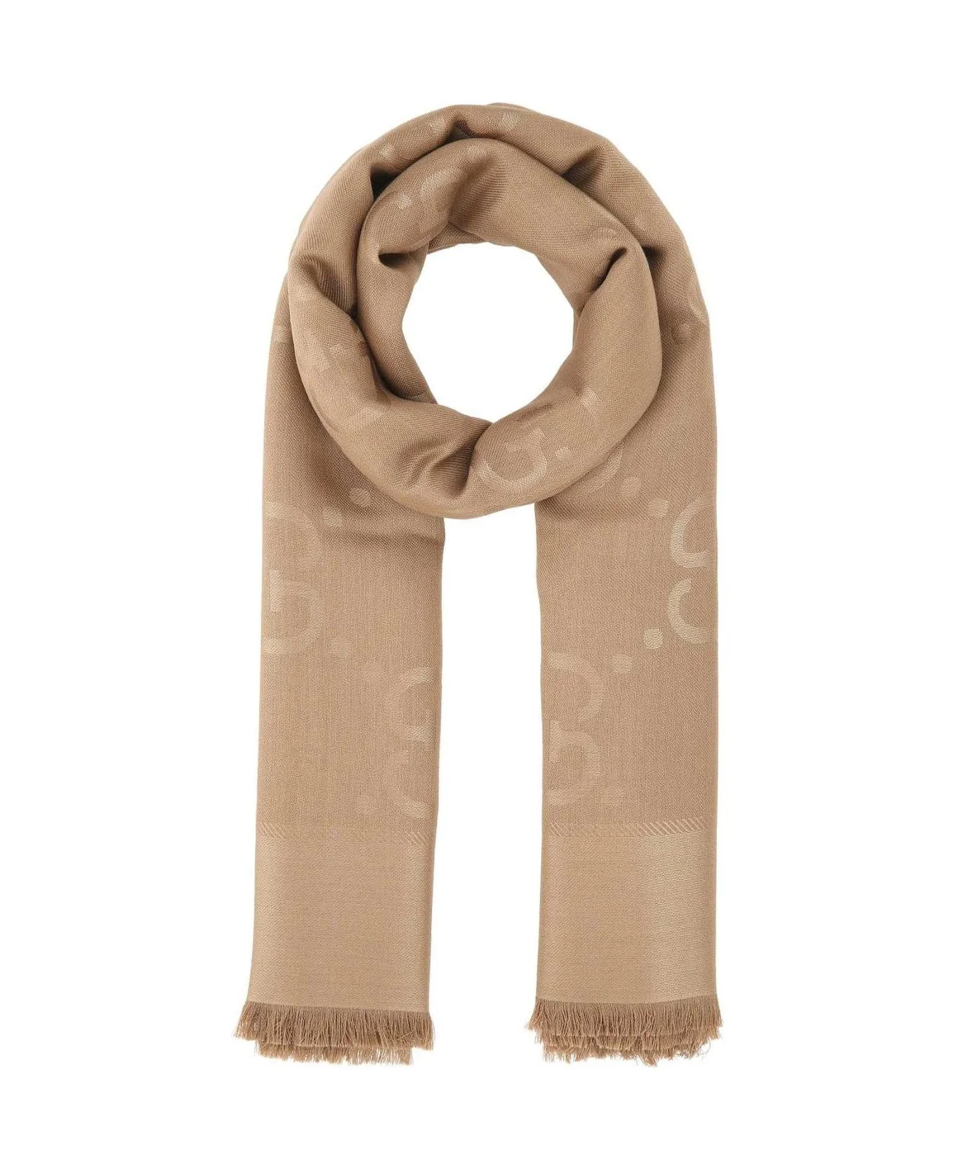 Gg Jacquard Frayed-edge Shawl - 1