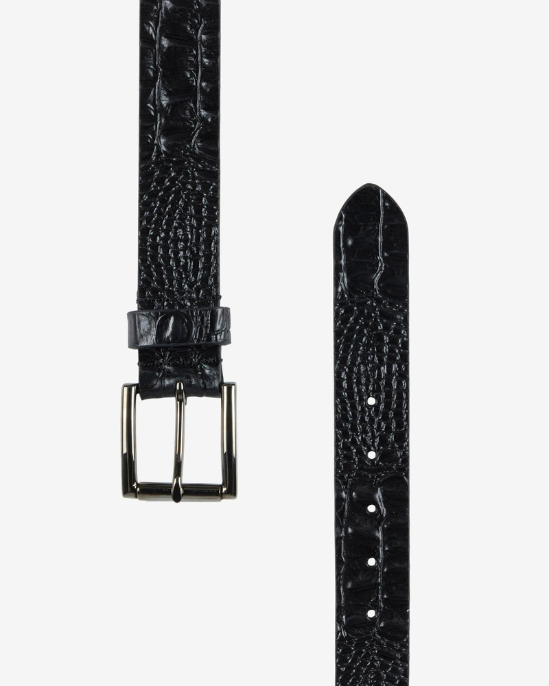 Croc Embossed Italian Leather Belt in Black 3