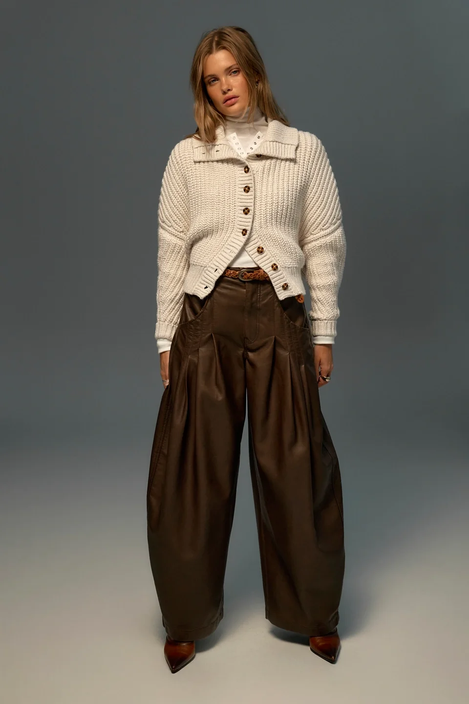 Right Turn Vegan Leather Trousers - 1