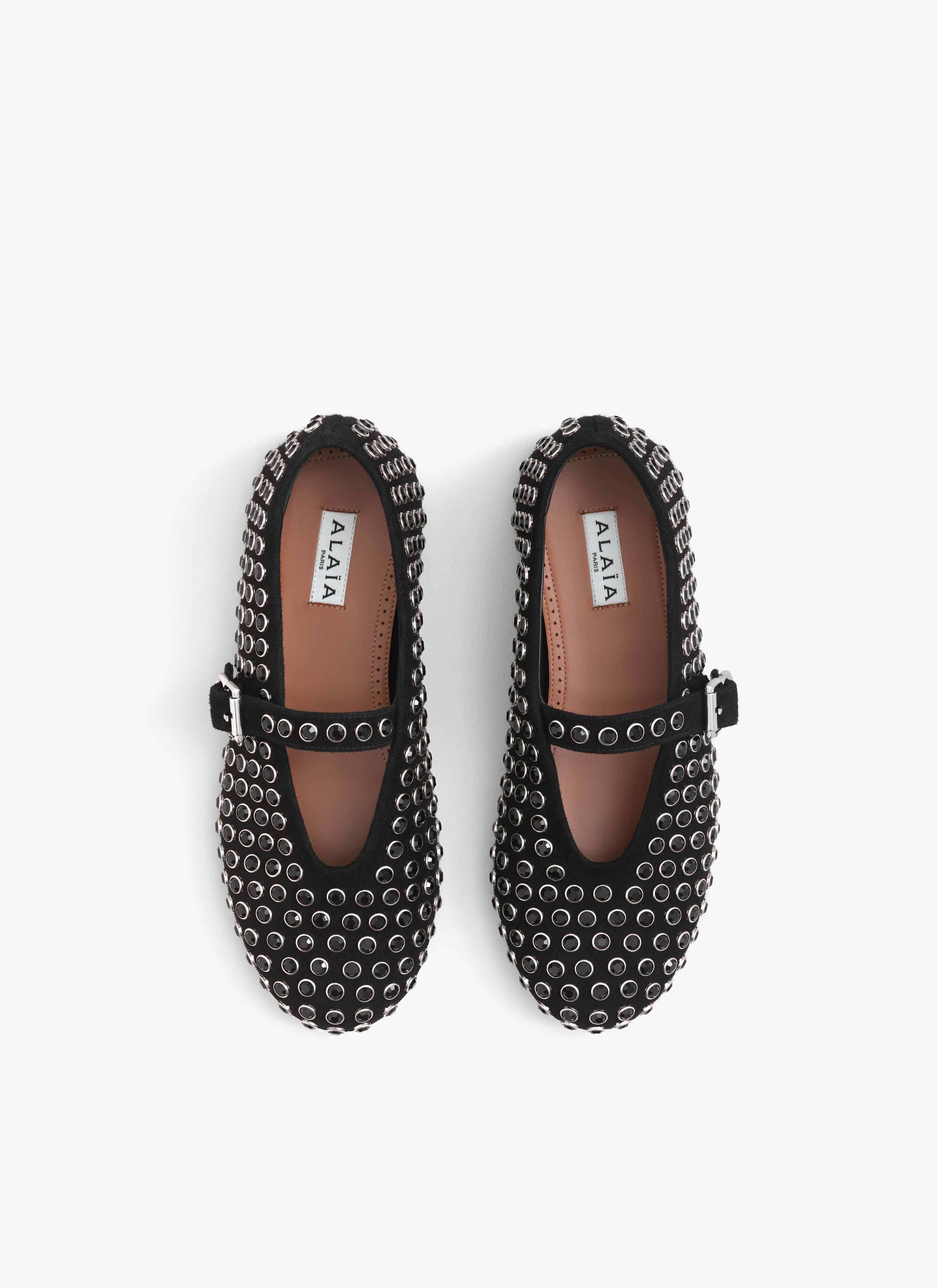 STRASS SUEDE BALLET FLATS - 3