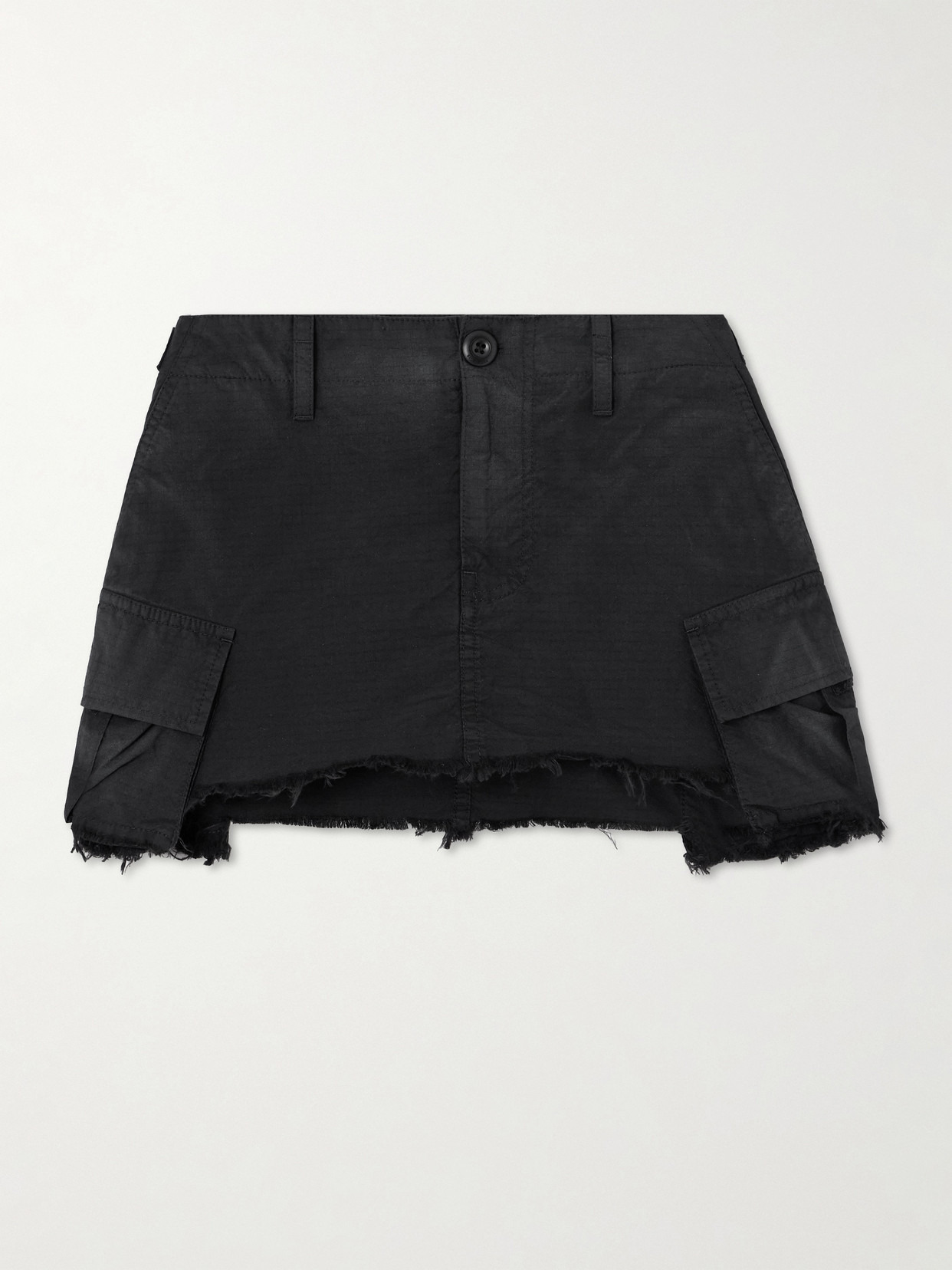 Frayed Cotton-blend Ripstop Mini Skirt - 1
