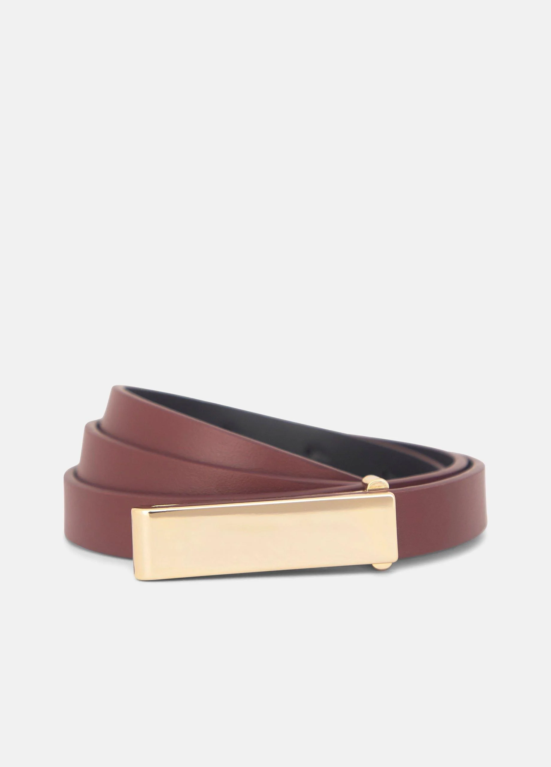 Women's 15mm Elongated Plaque Leather Belt - 1