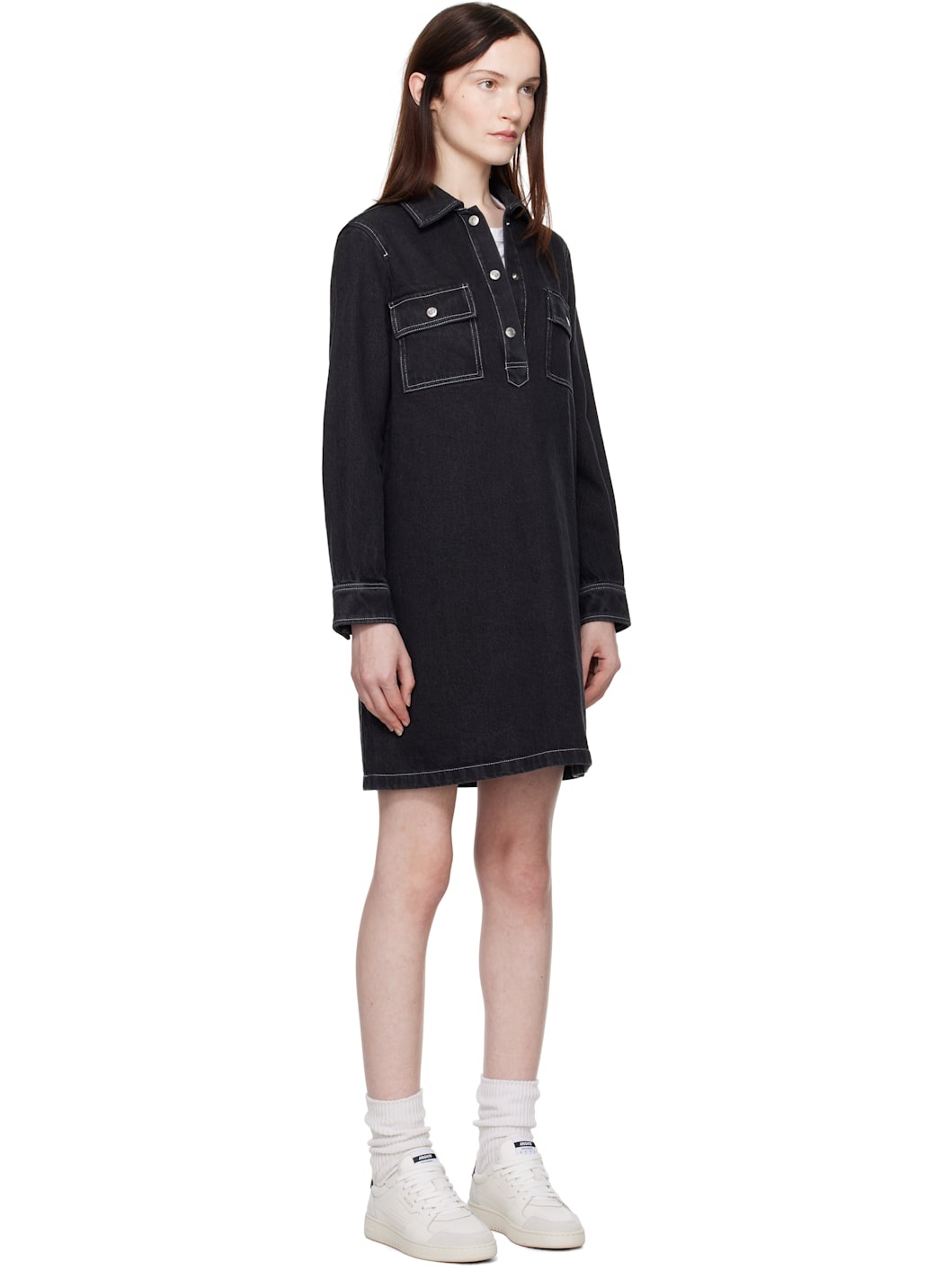 Black Mia Denim Minidress - 2