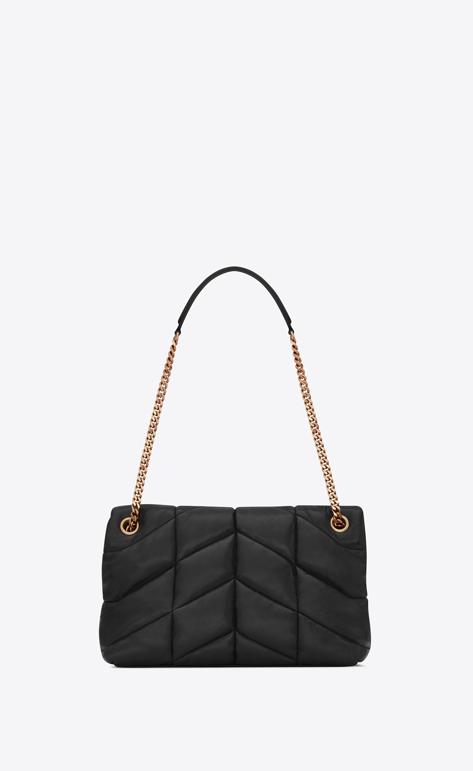 puffer small chain bag in quilted lambskin - 3