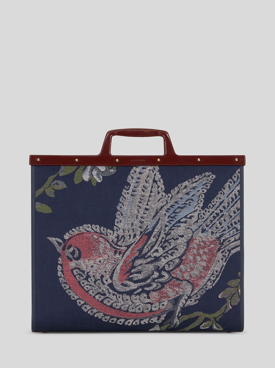 LARGE JACQUARD LOVE TROTTER BAG WITH MULTI-COLOURED BIRDS - 3