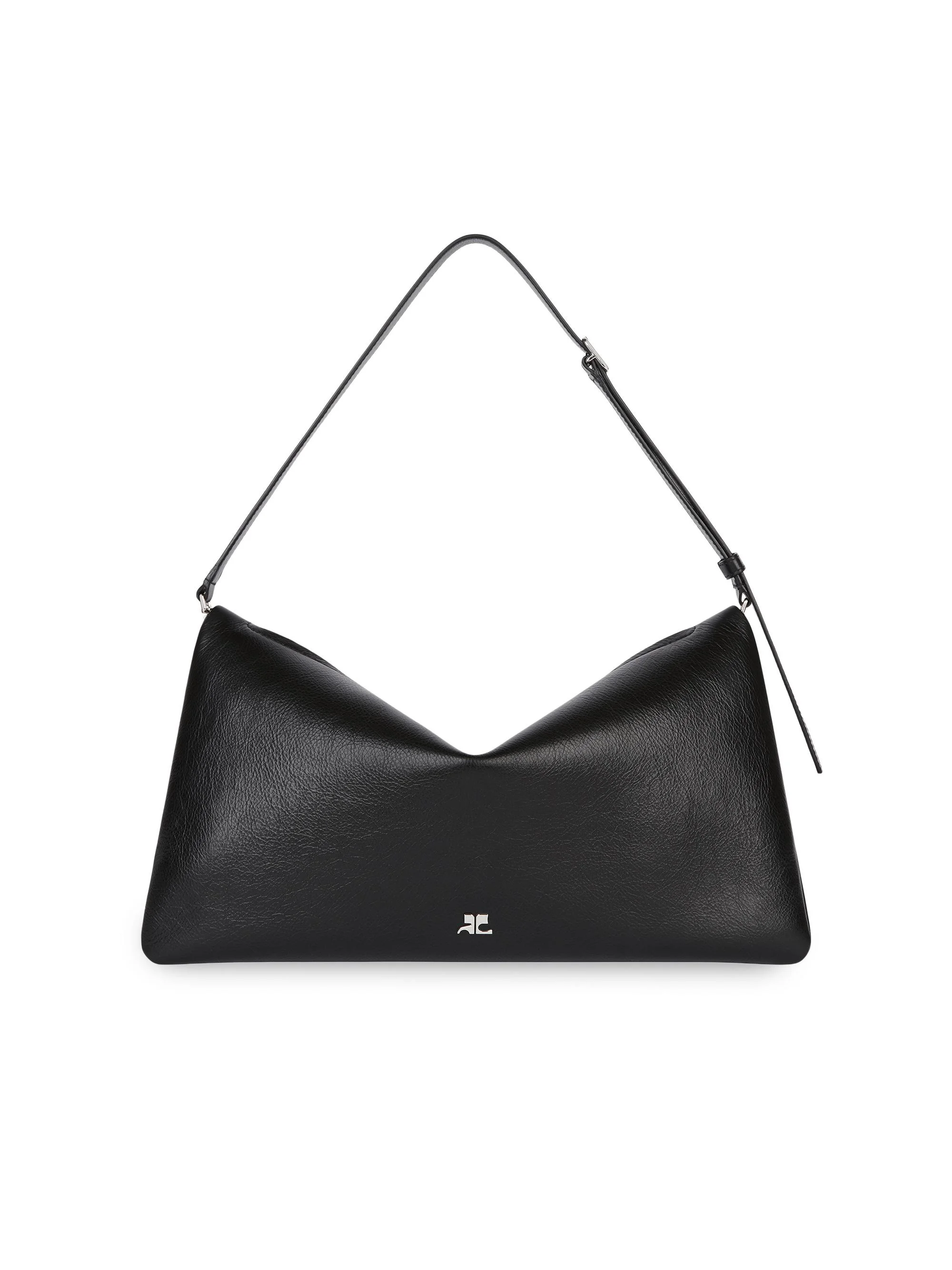Women's Cuff Leather Shoulder Bag - Black - 1