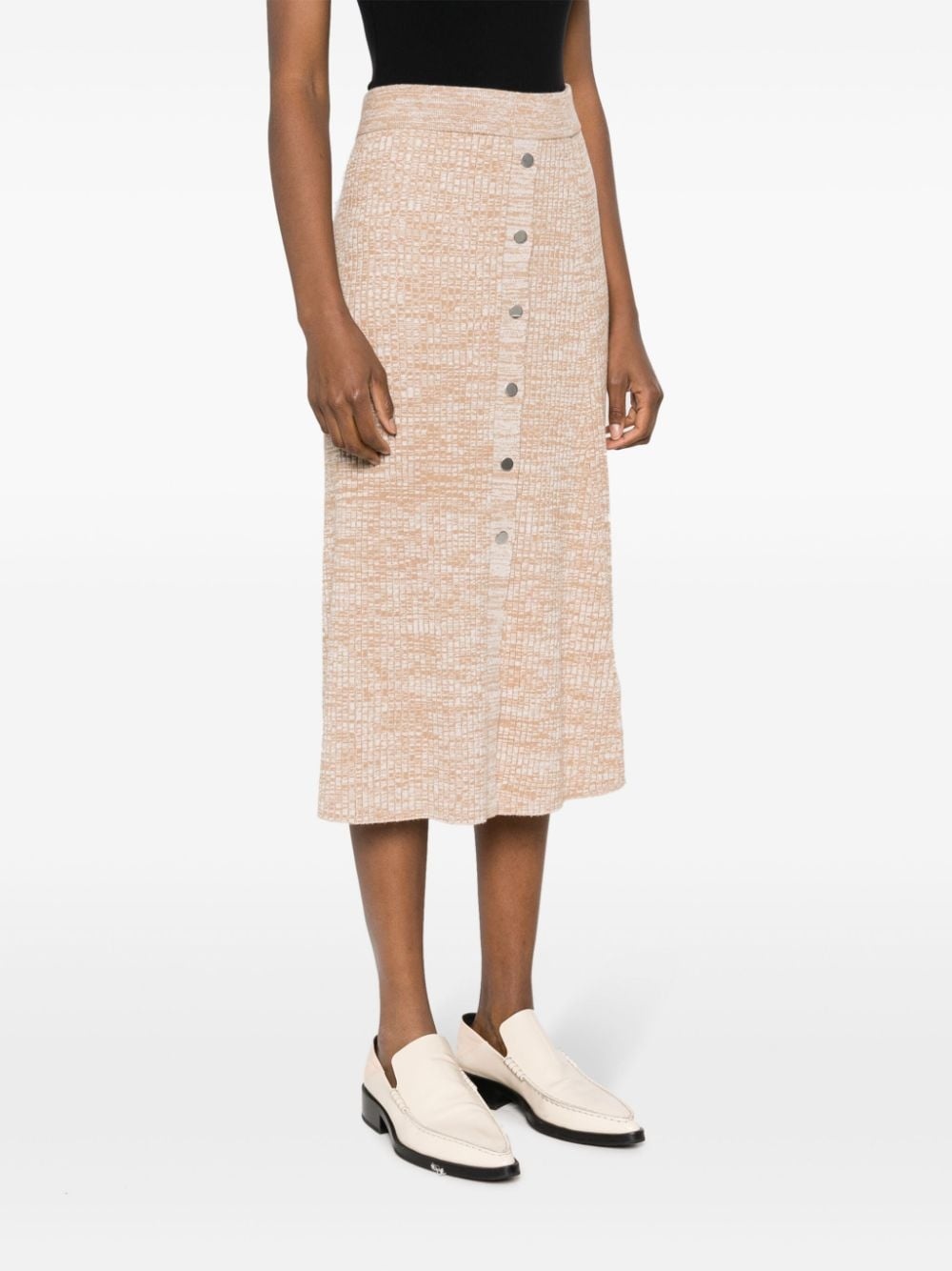 high-waisted button-up midi skirt - 3