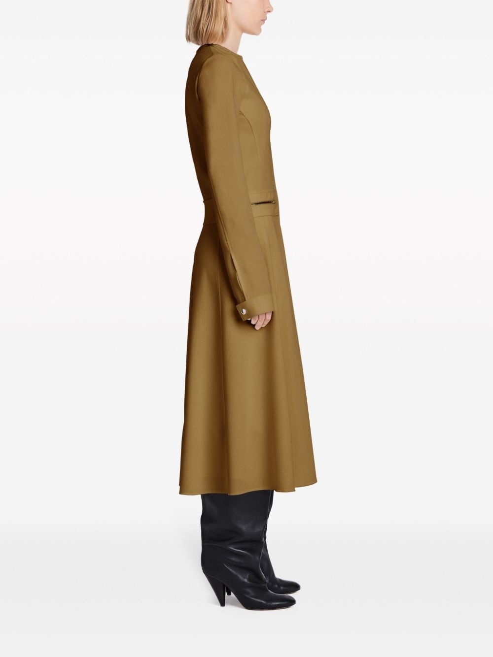 zipped-pocked long-sleeved midi dress - 3