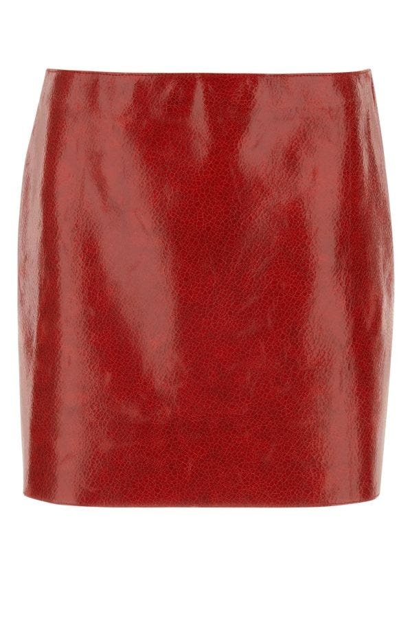 Prada Woman Red Leather Mini Skirt - 1