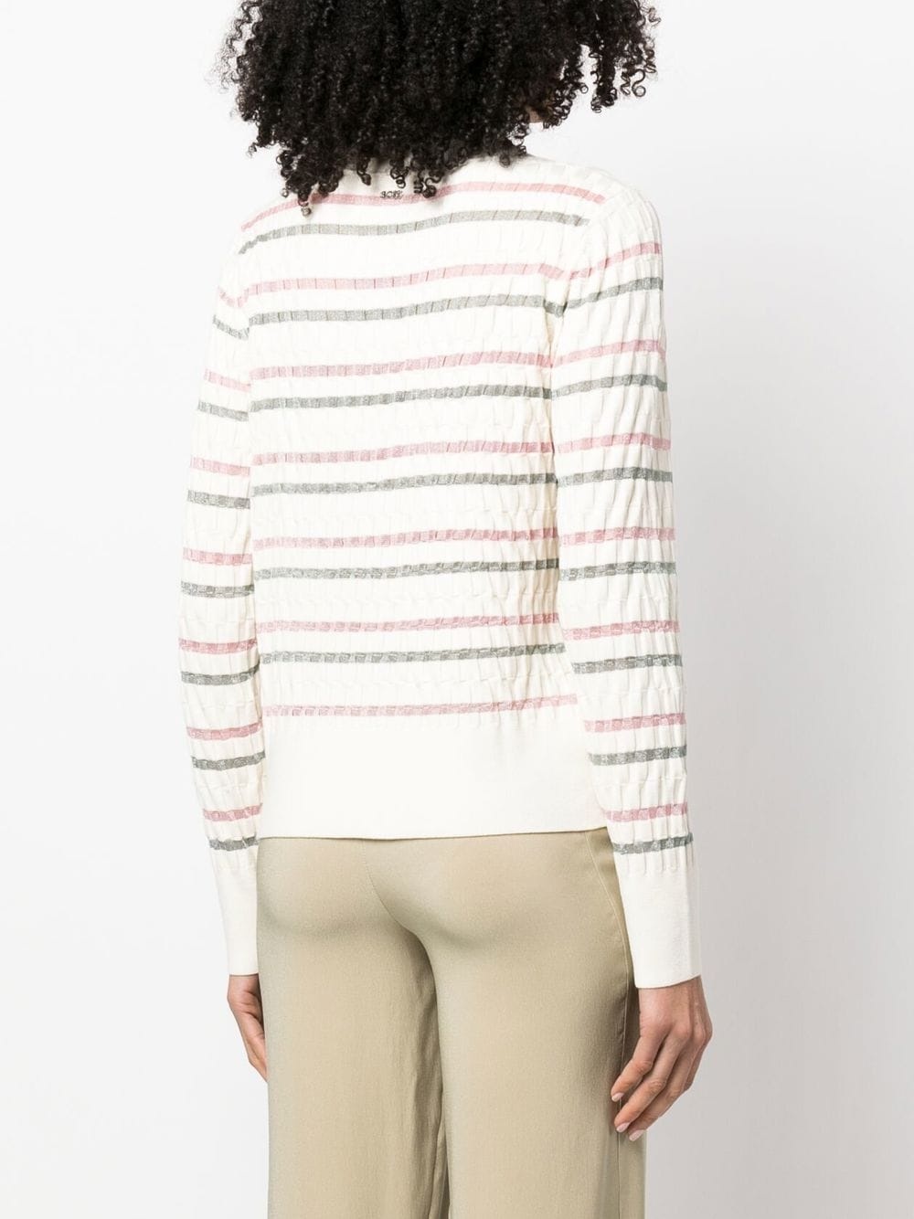 double-striped knitted sweater - 4