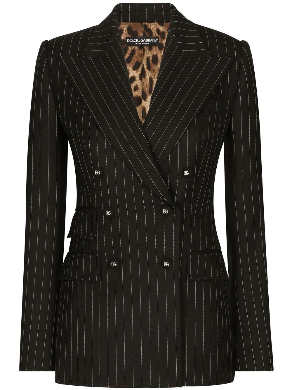 striped double-breasted blazer - 1