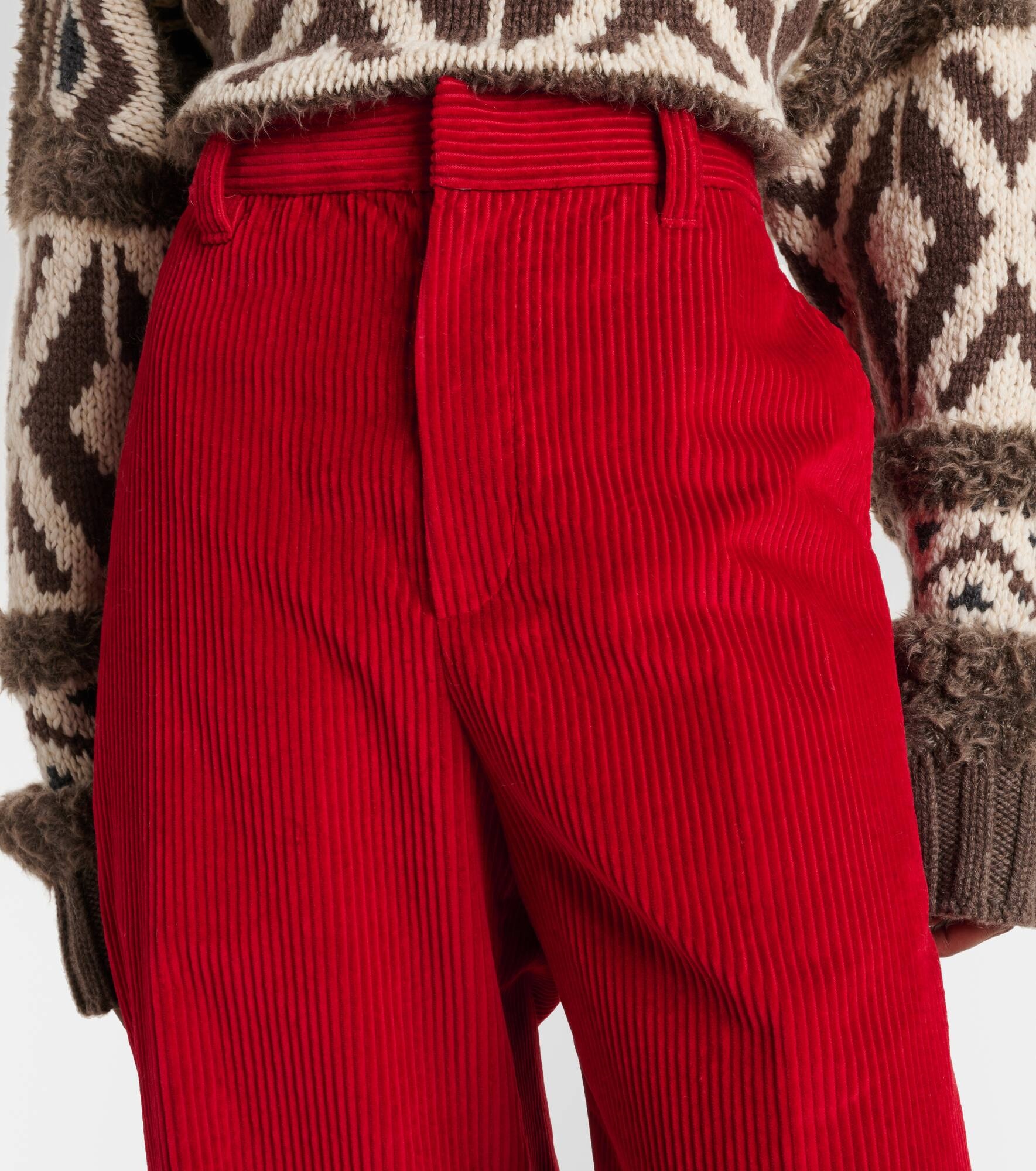High-rise cotton corduroy wide-leg pants - 4