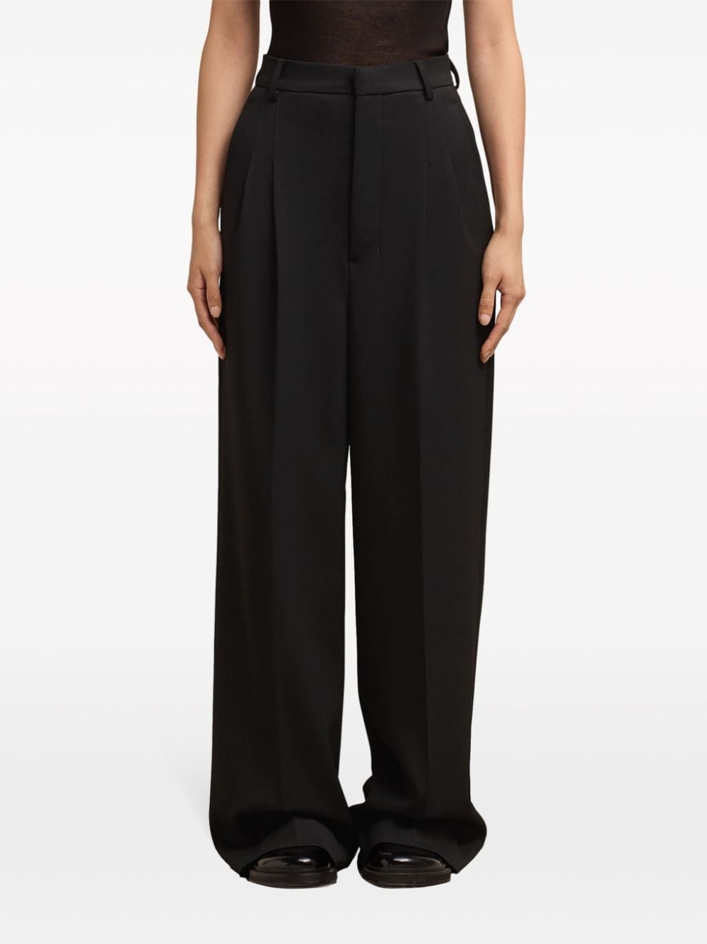 twill wide-leg trousers - 5
