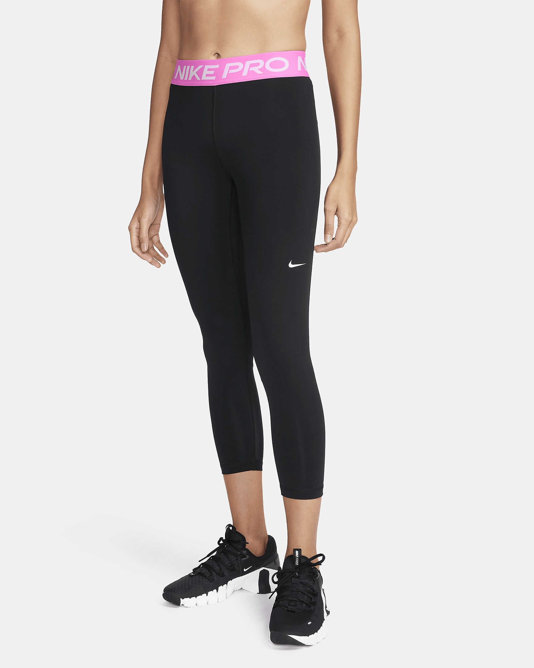 Nike Pro Women's Mid-Rise Crop Mesh Panel Leggings - 1