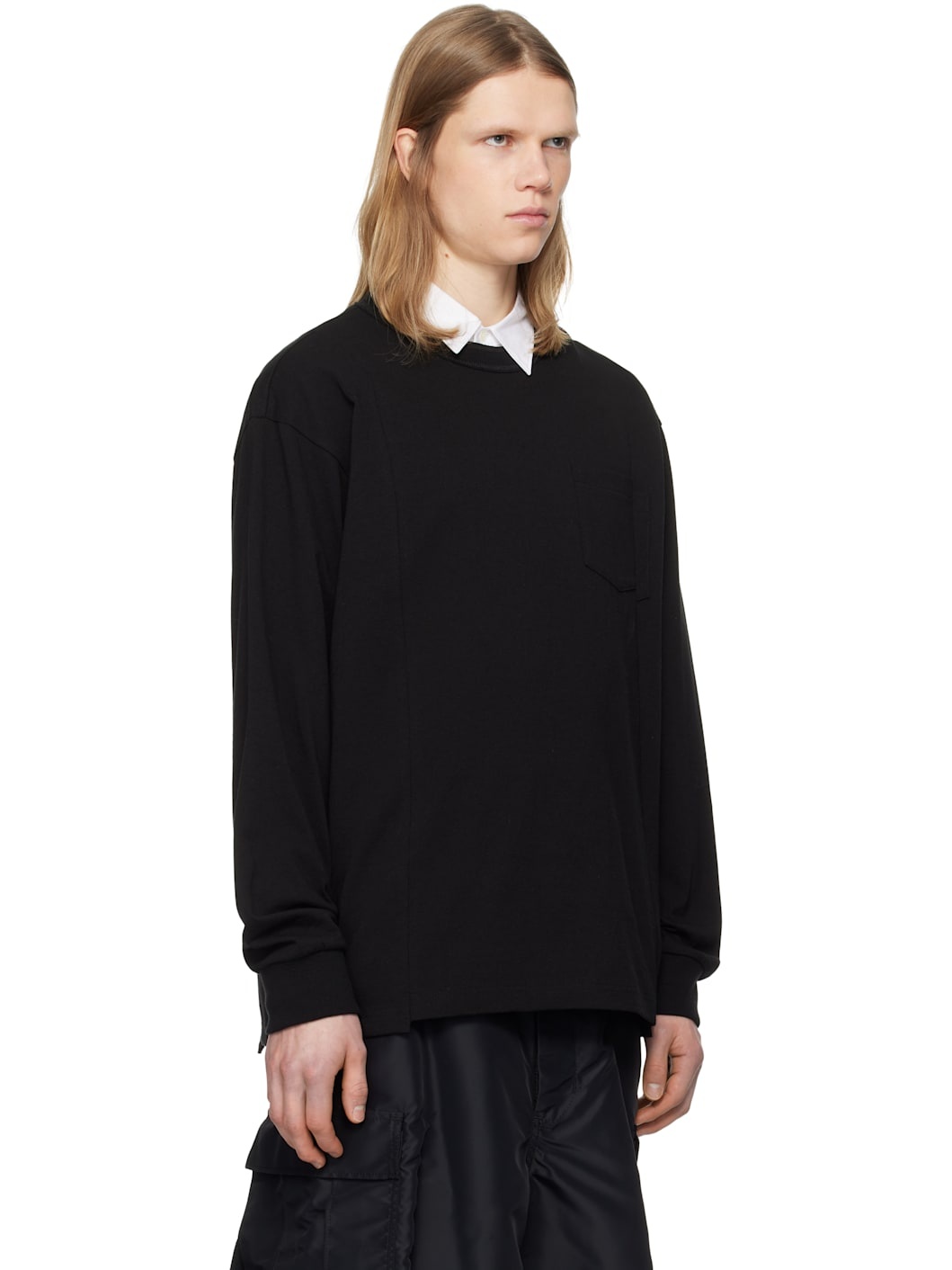 Black Cotton Jersey L/S T-shirt - 2