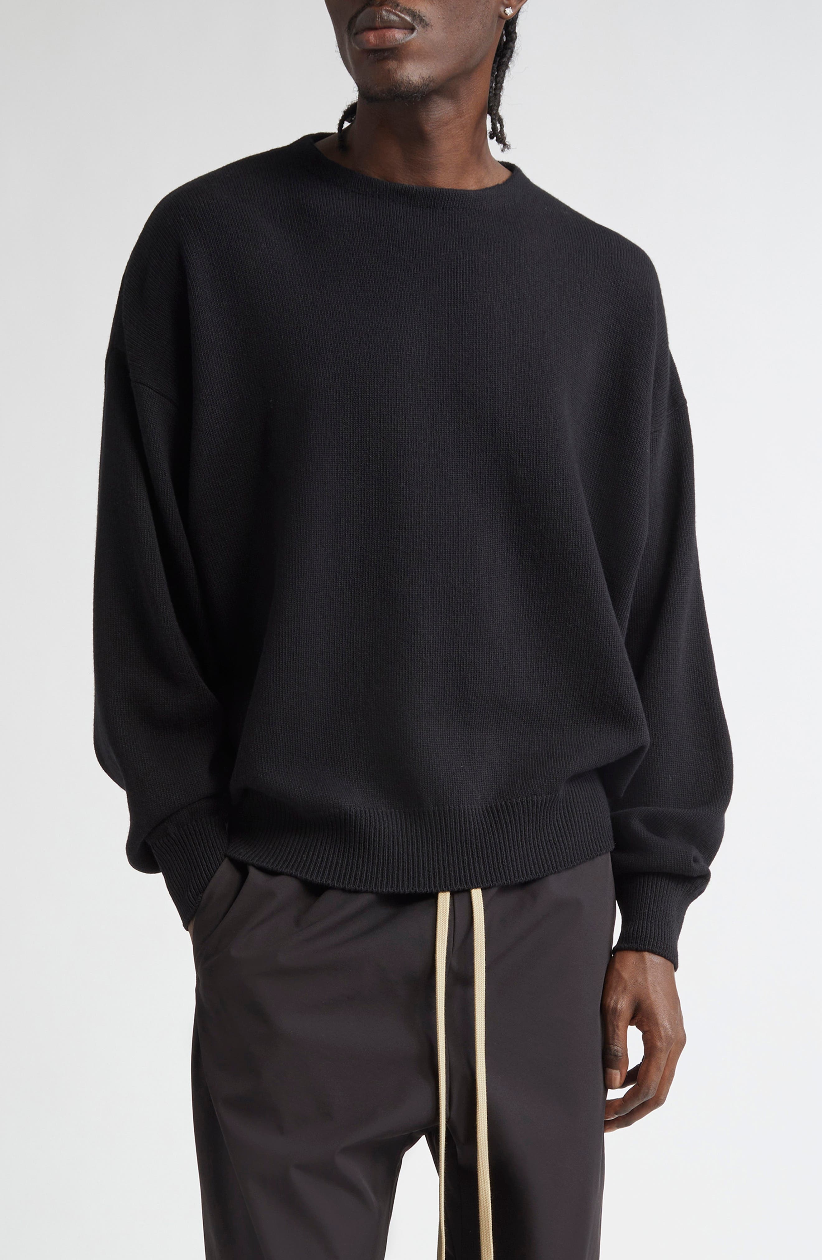Fear of God Fine Knit Merino Wool Crewneck Sweater in Black at Nordstrom - 1