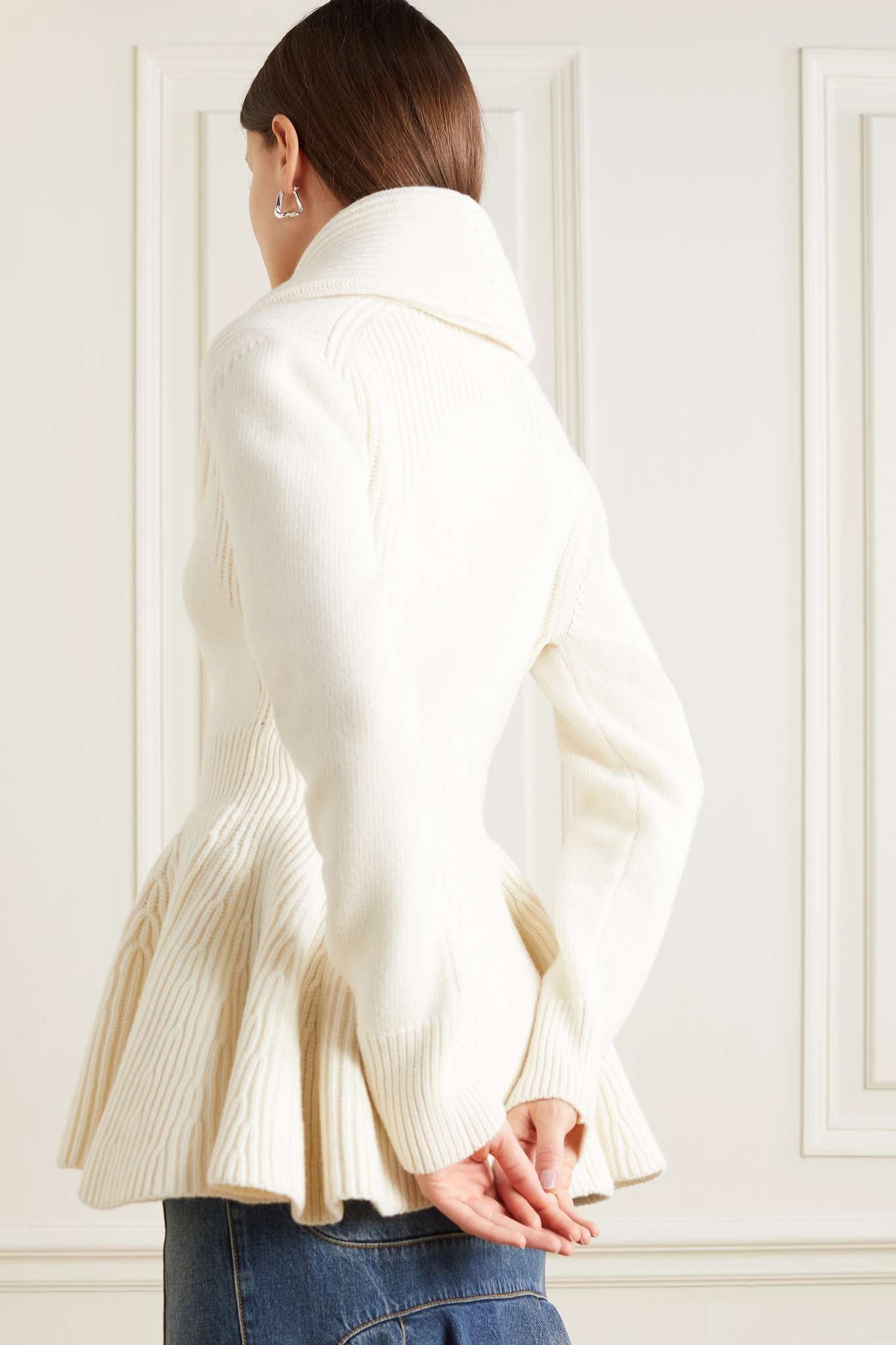 Ribbed wool peplum cardigan - 4